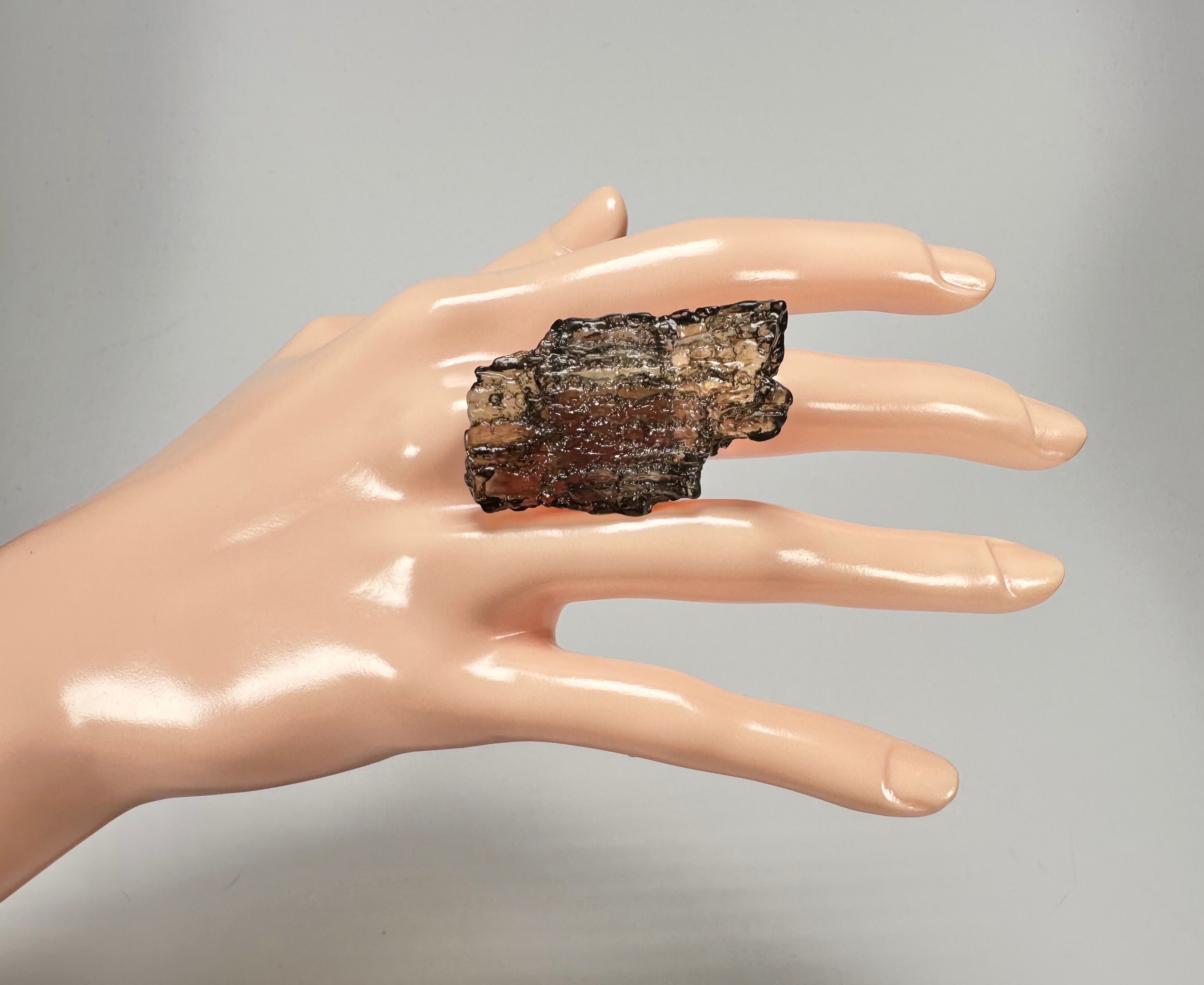 Jackie Brazil "Smoked Crystal" Charcoal Resin Ring ( R0001 ) UK R / USA 8.5