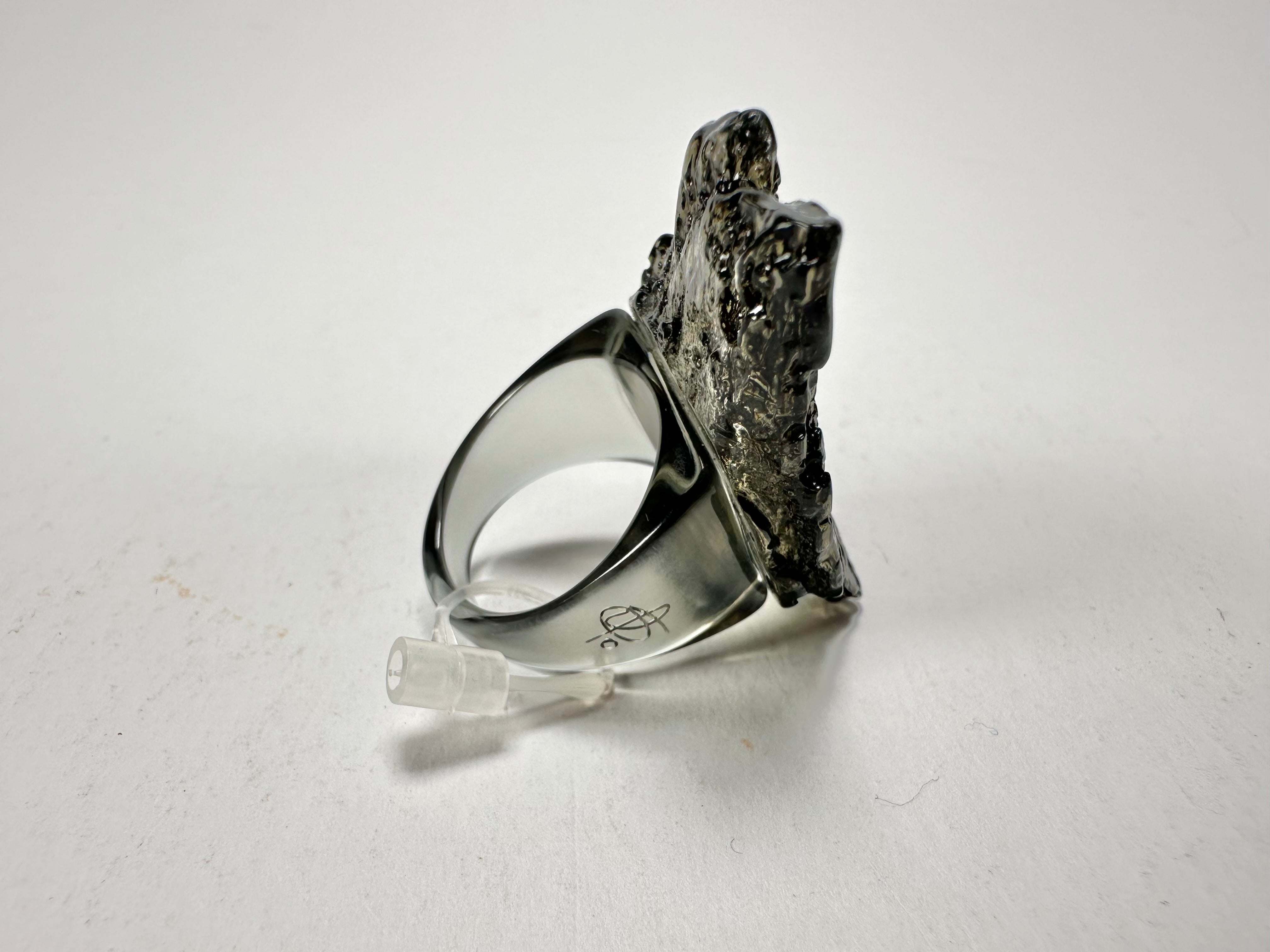 Jackie Brazil "Smoked Crystal" Charcoal Resin Ring ( R0001 ) UK R / USA 8.5