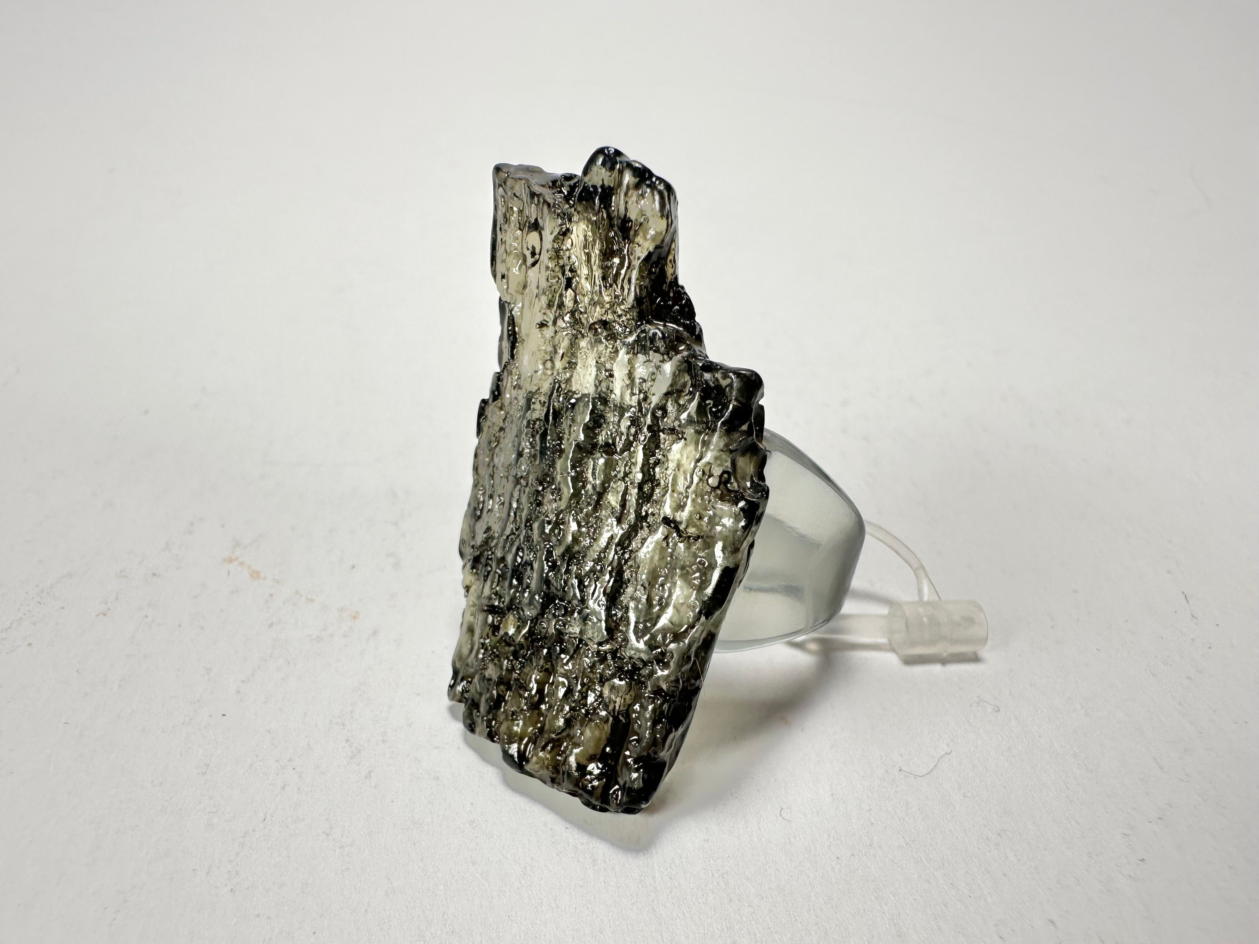 Jackie Brazil "Smoked Crystal" Charcoal Resin Ring ( R0001 ) UK R / USA 8.5