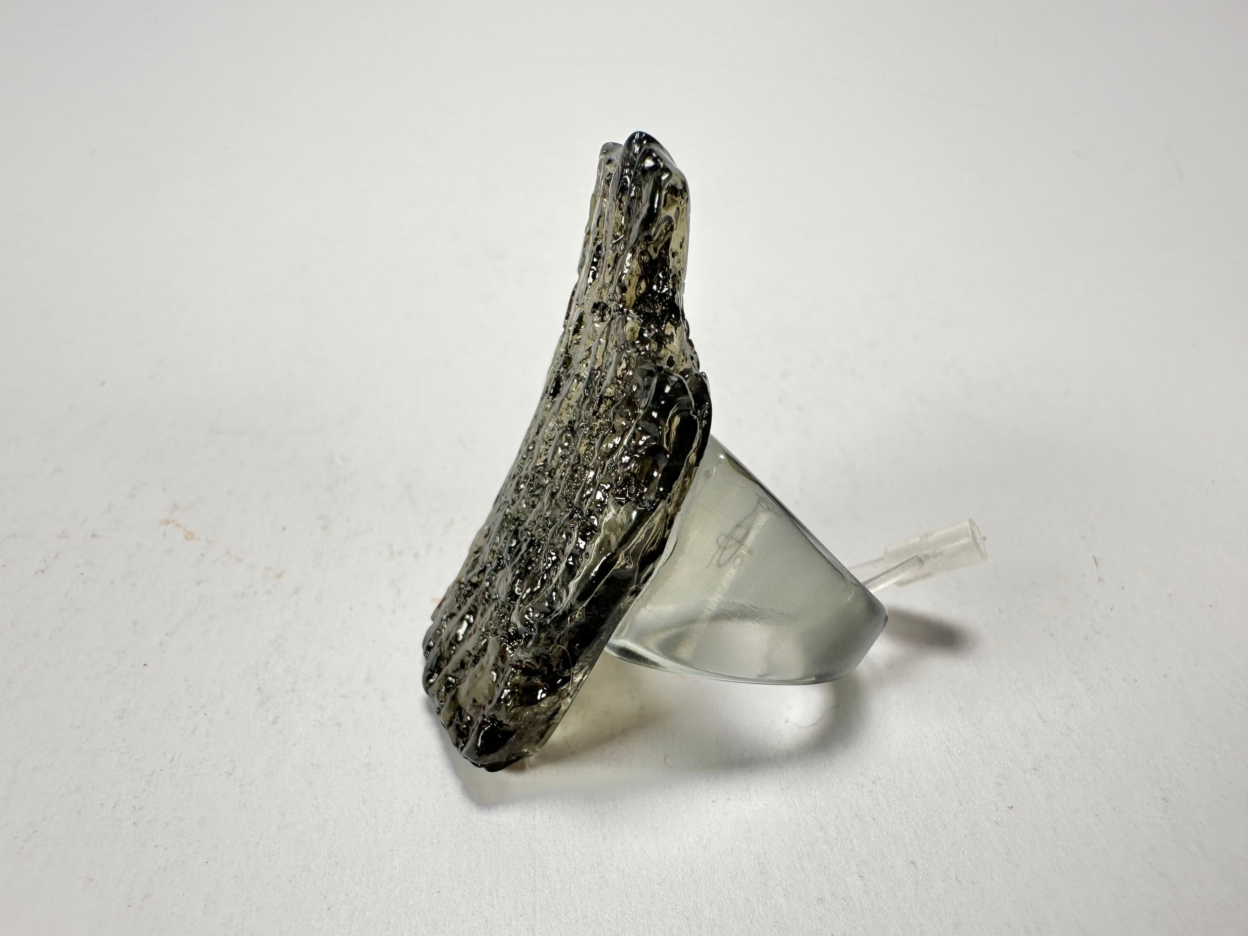 Jackie Brazil "Smoked Crystal" Charcoal Resin Ring ( R0001 ) UK R / USA 8.5