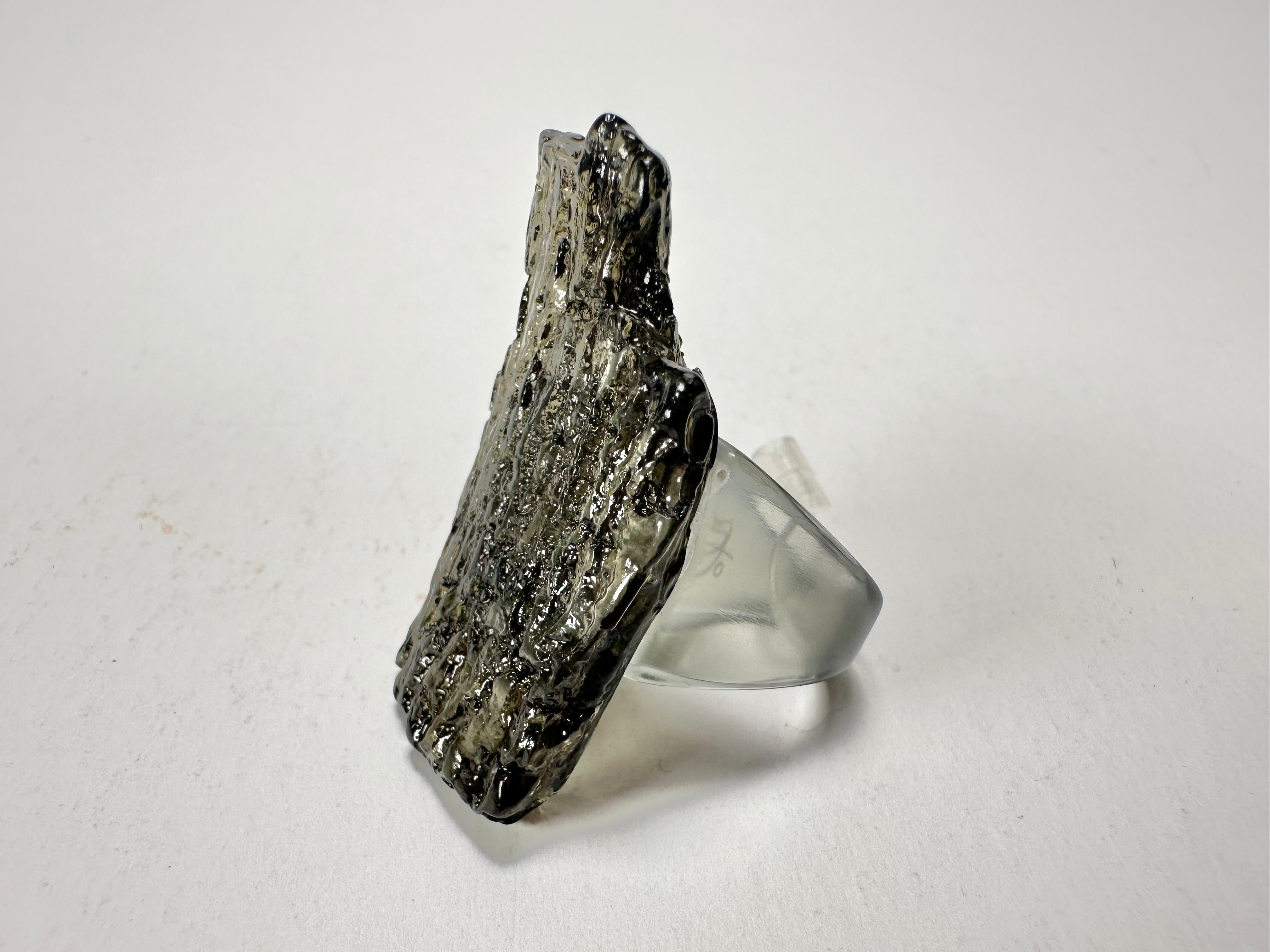 Jackie Brazil "Smoked Crystal" Charcoal Resin Ring ( R0001 ) UK R / USA 8.5
