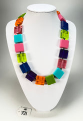 Jackie Brazil "Gala" Transparent Paris Mix Half Rectangles 65cm Necklace ( N0789 )