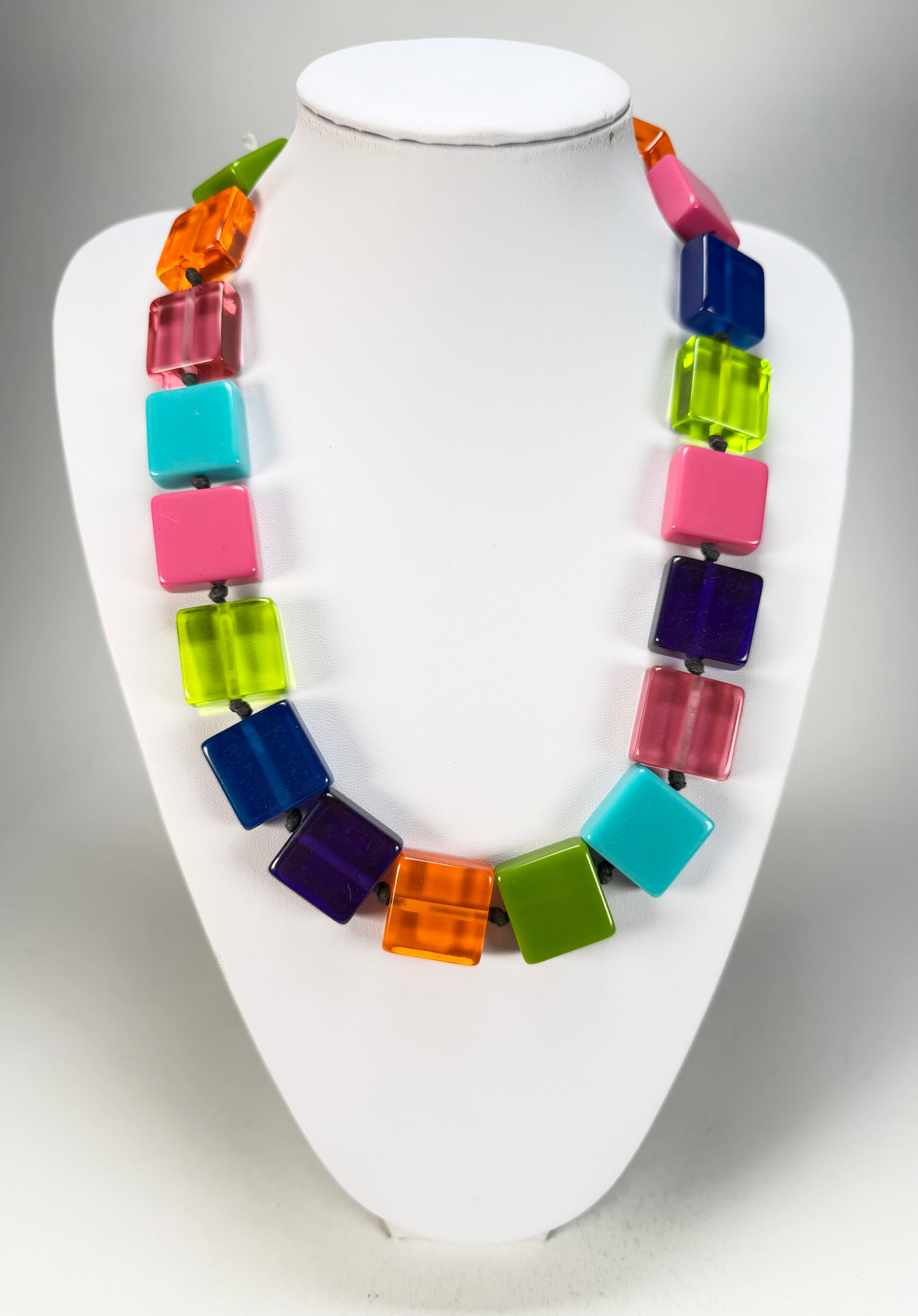 Jackie Brazil "Gala" Transparent Paris Mix Half Rectangles 65cm Necklace ( N0789 )