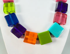 Jackie Brazil "Gala" Transparent Paris Mix Half Rectangles 65cm Necklace ( N0789 )