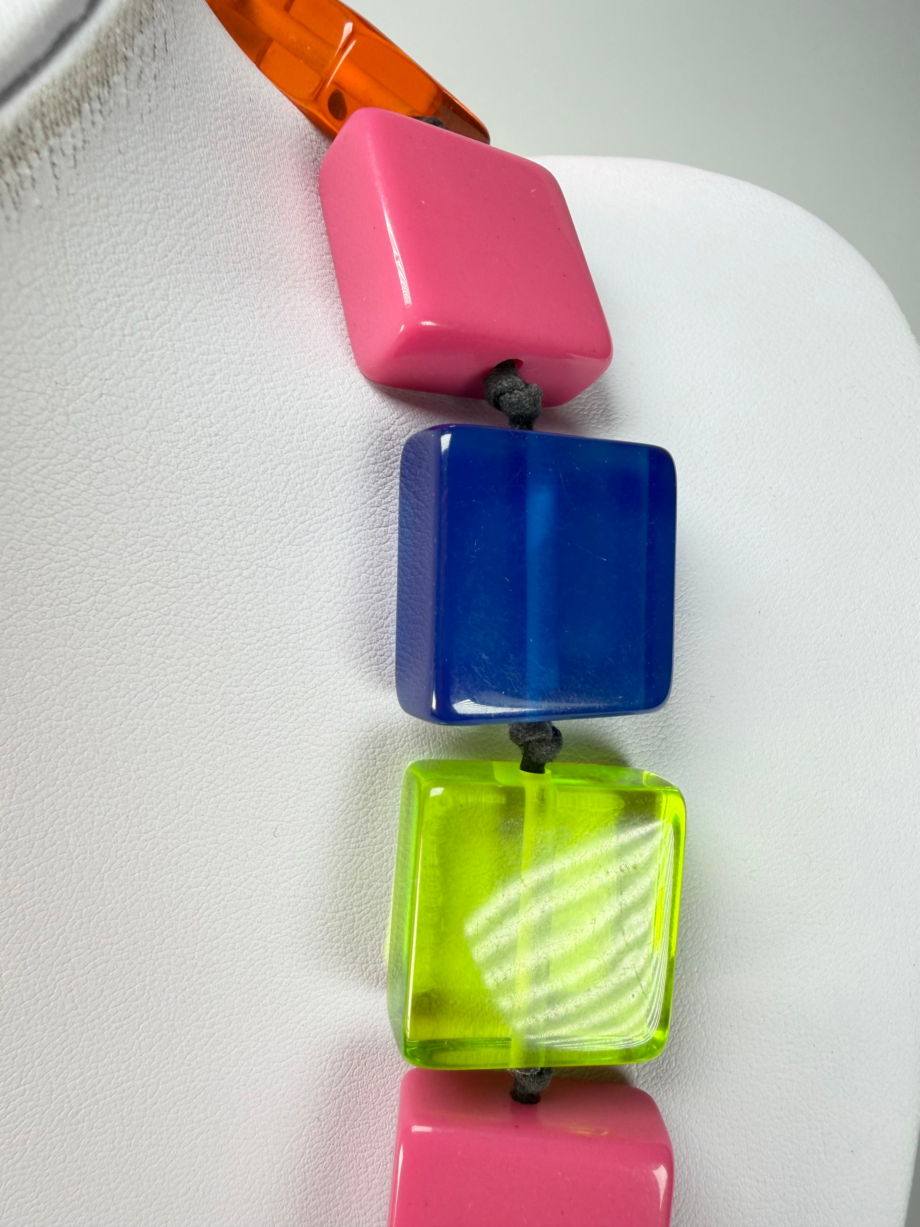 Jackie Brazil "Gala" Transparent Paris Mix Half Rectangles 65cm Necklace ( N0789 )