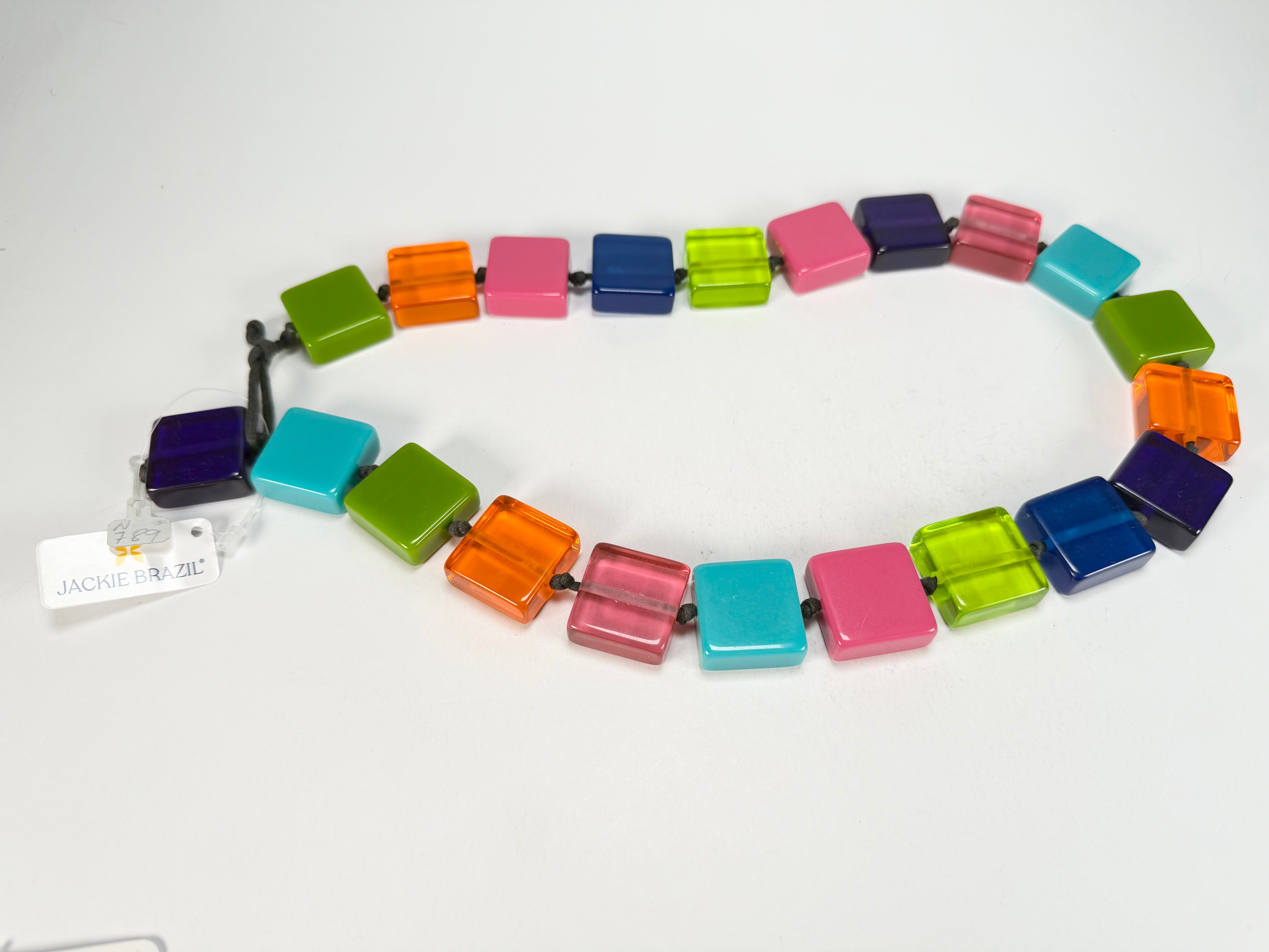 Jackie Brazil "Gala" Transparent Paris Mix Half Rectangles 65cm Necklace ( N0789 )