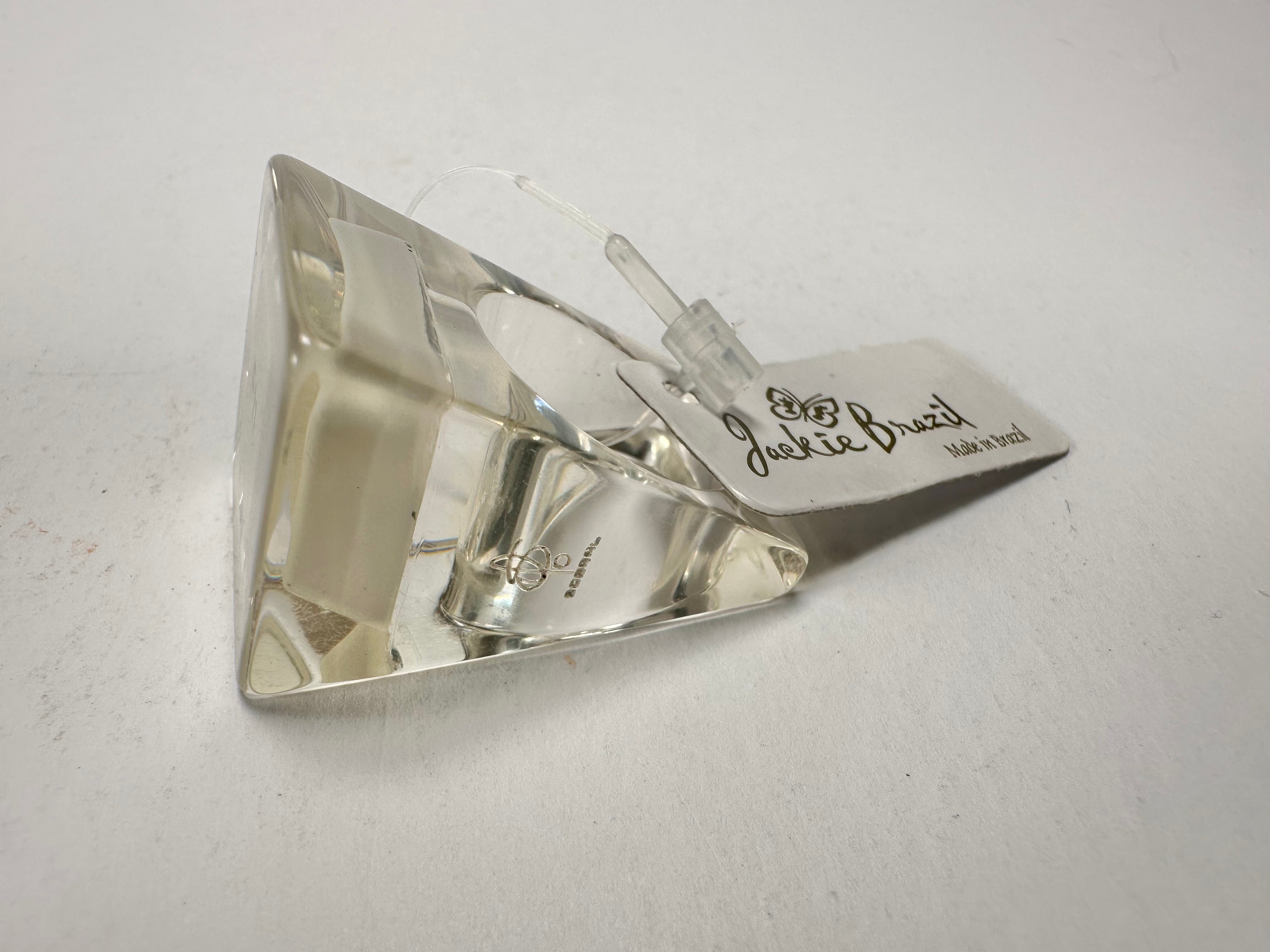 Jackie Brazil "Carre" Keyboard Flash Clear Square Resin Ring ( R3210 ) Size UK Q / US 8