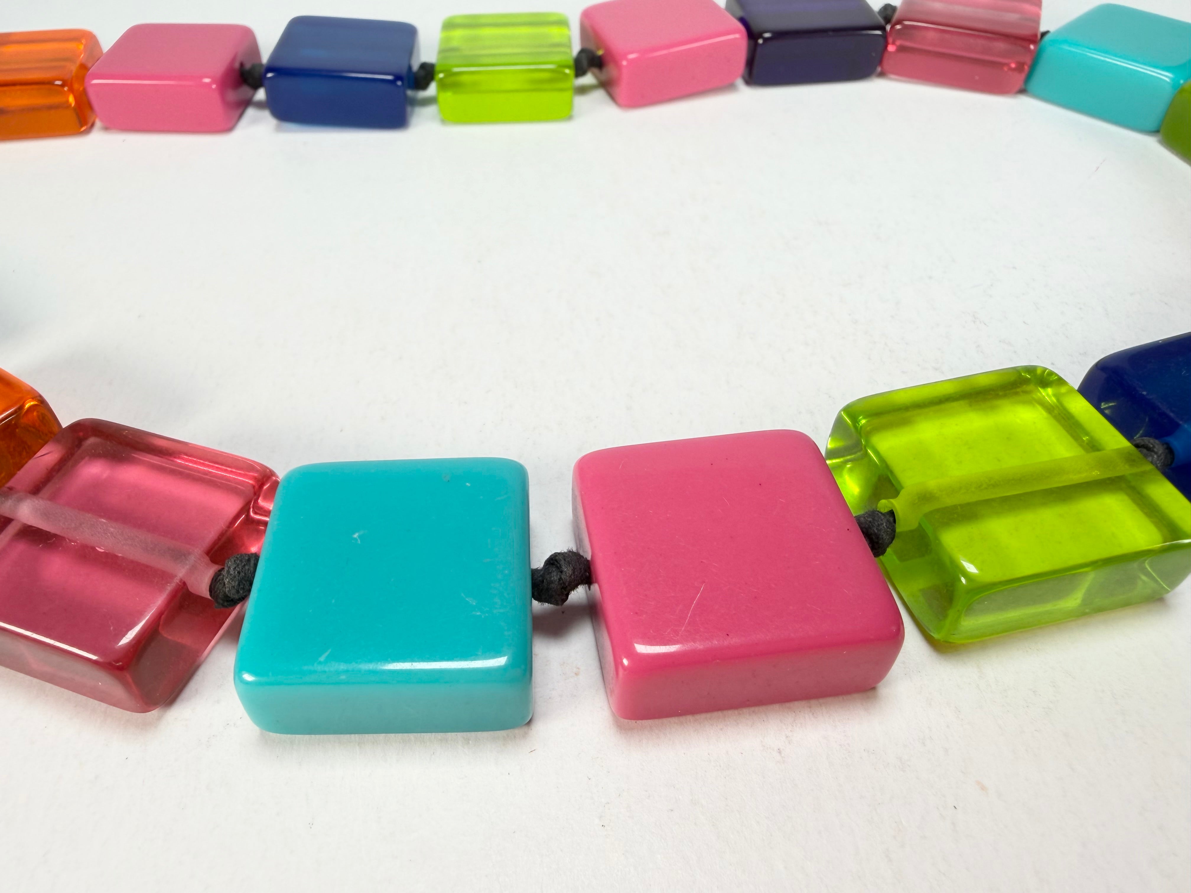 Jackie Brazil "Gala" Transparent Paris Mix Half Rectangles 65cm Necklace ( N0789 )