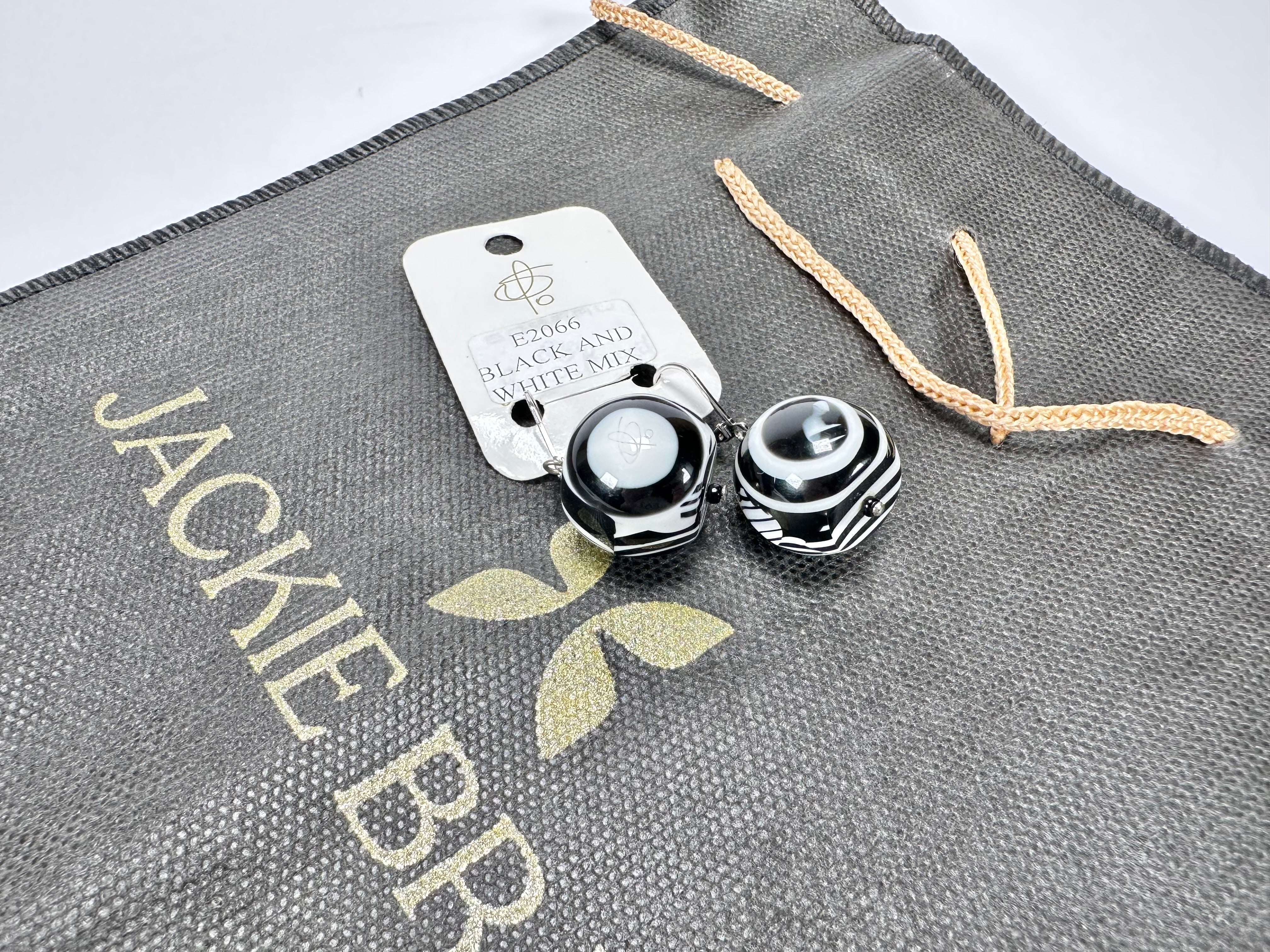 Jackie Brazil "Tiger Stripe" Liquorice Balls Resin Earrings ( E2066 )