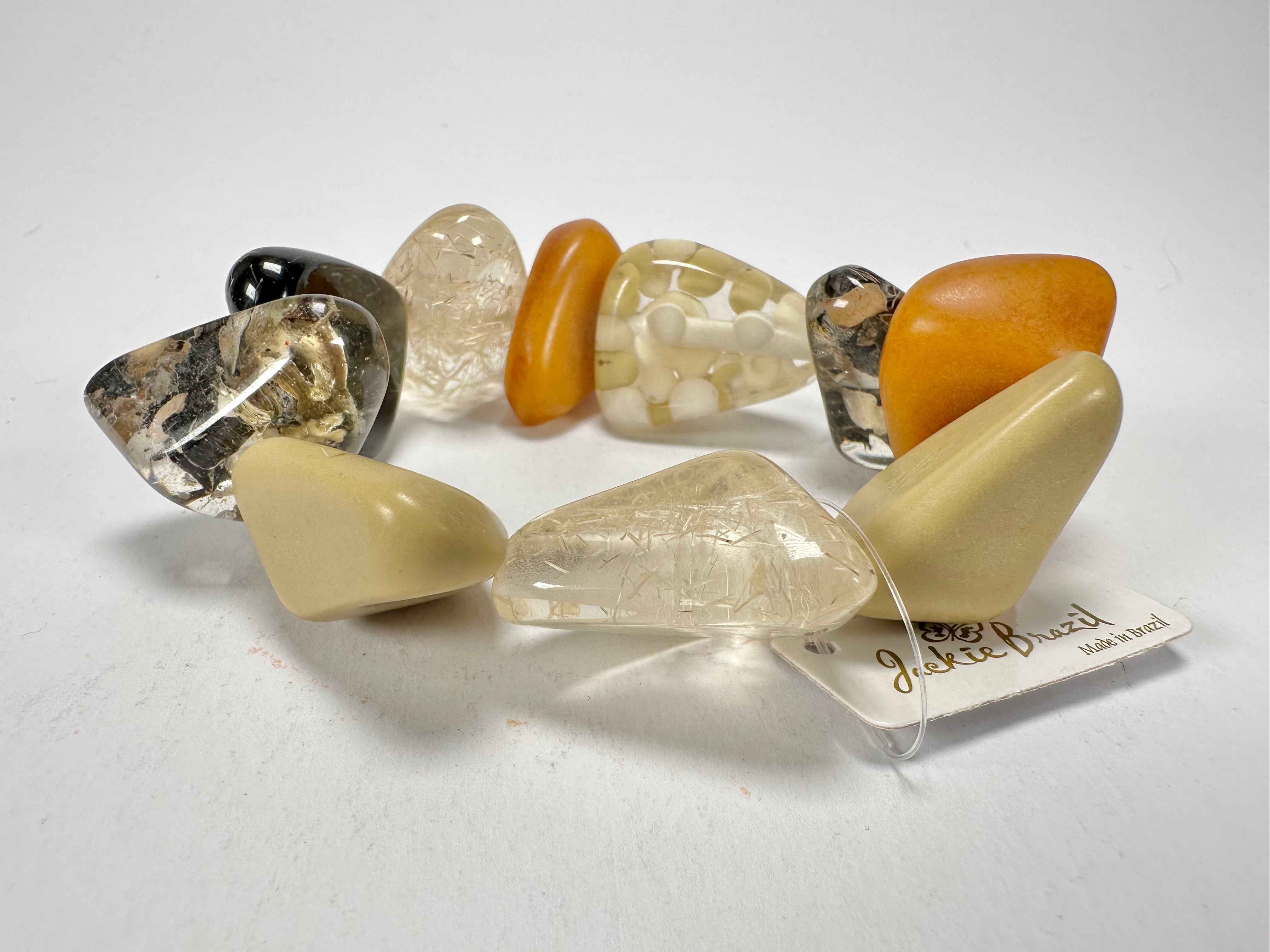 Jackie Brazil "Diamonds" Seasons Mix Flintstone Bone Bracelet ( B0211 )