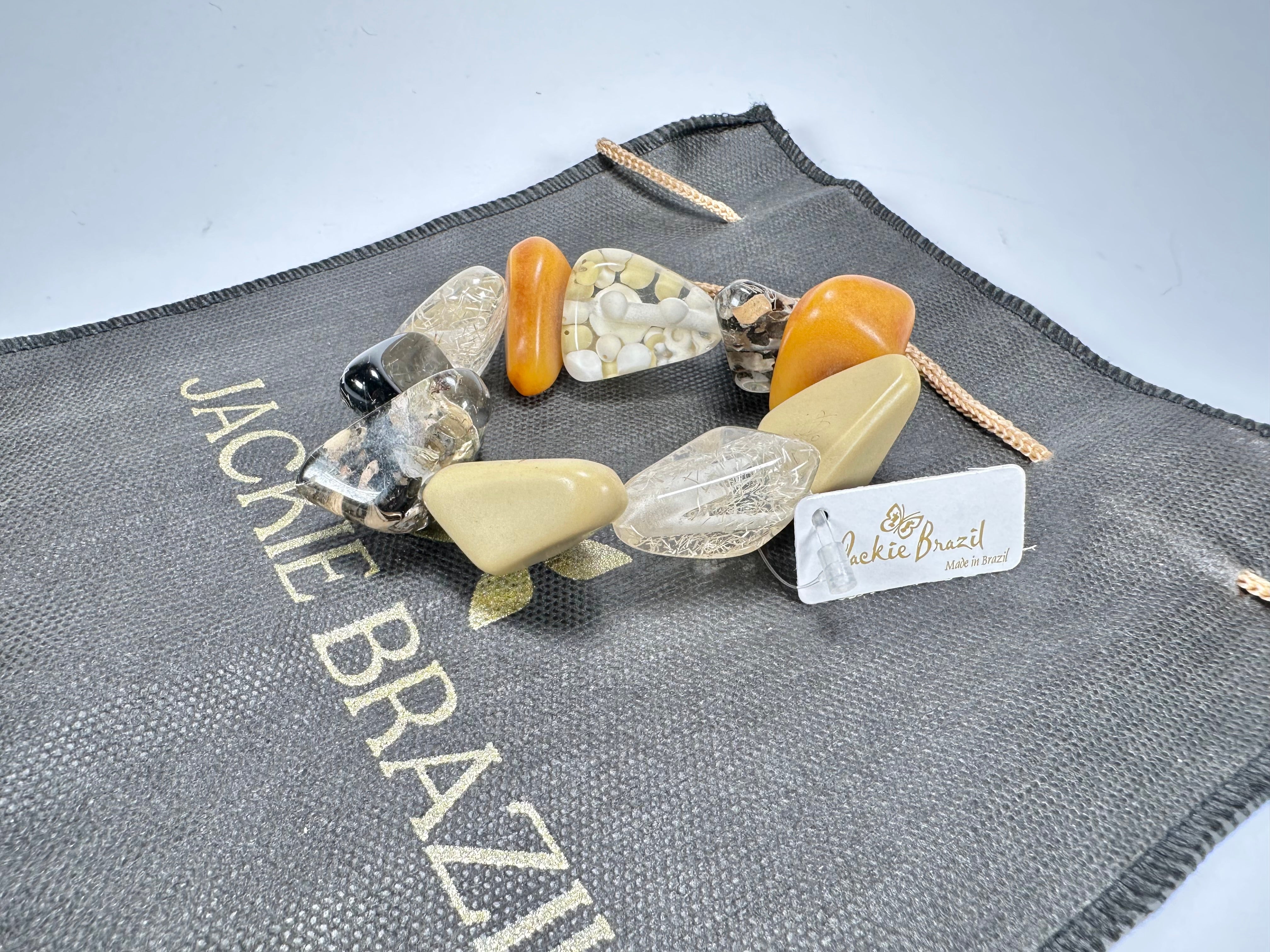 Jackie Brazil "Diamonds" Seasons Mix Flintstone Bone Bracelet ( B0211 )