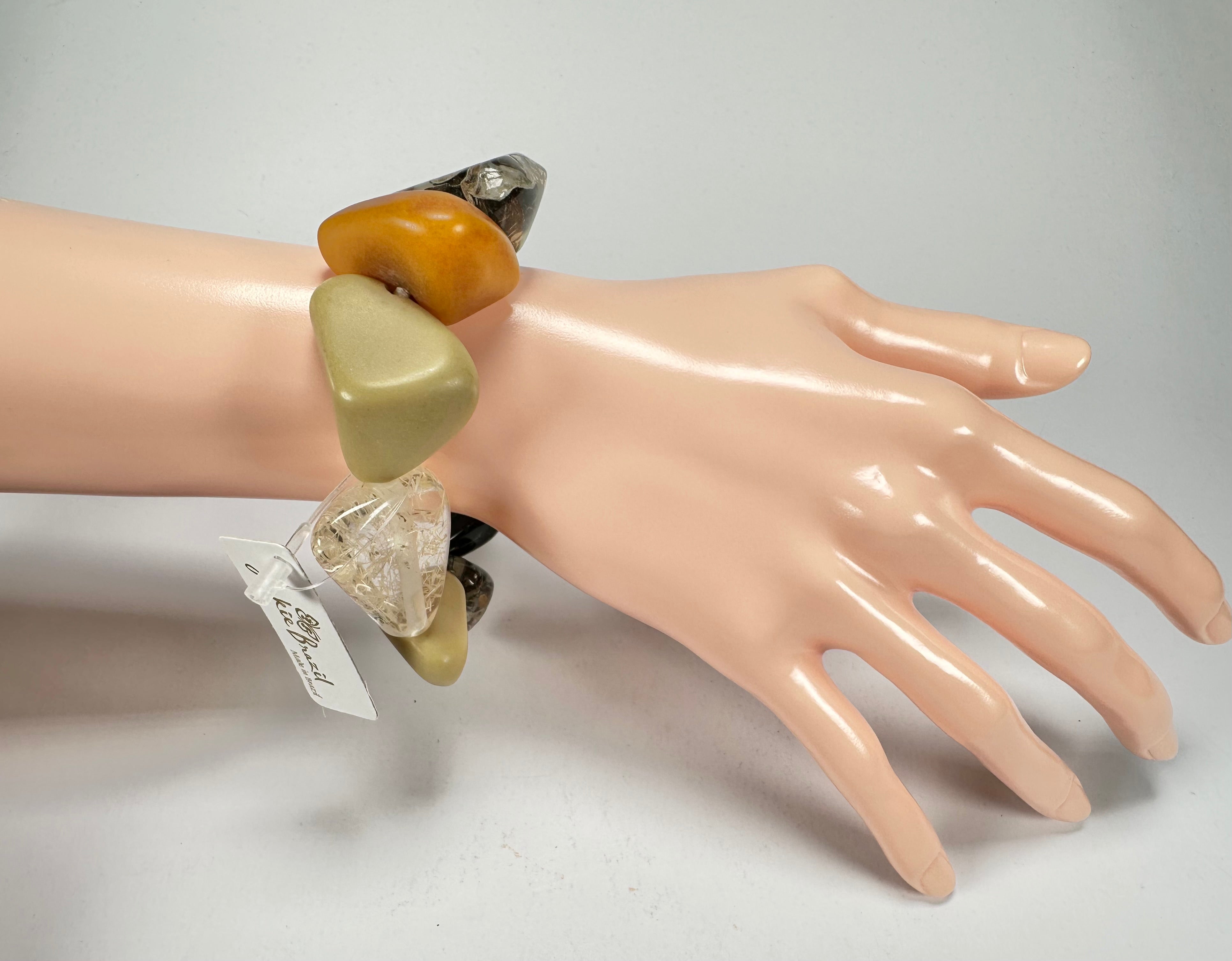 Jackie Brazil "Diamonds" Seasons Mix Flintstone Bone Bracelet ( B0211 )