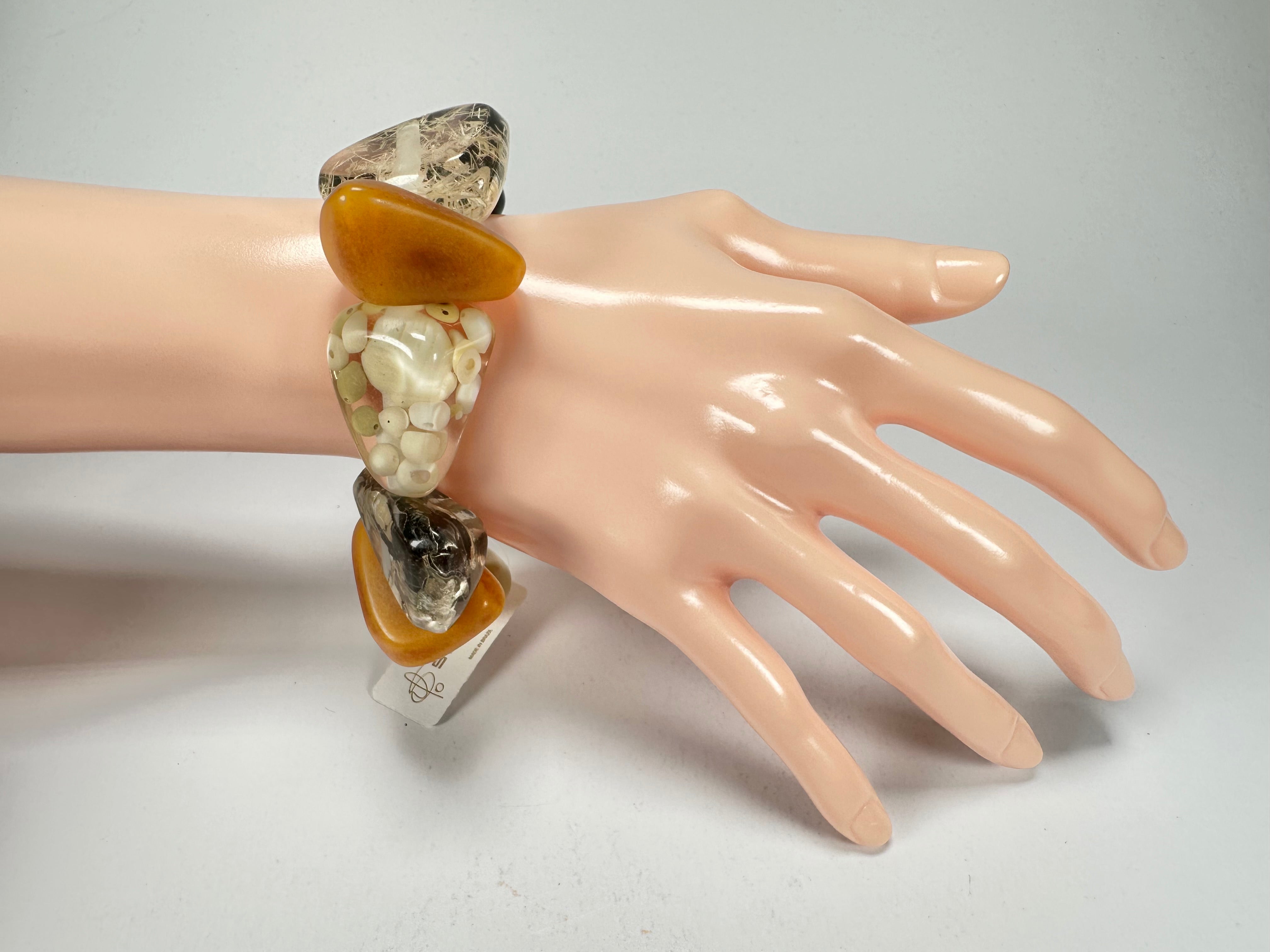 Jackie Brazil "Diamonds" Seasons Mix Flintstone Bone Bracelet ( B0211 )