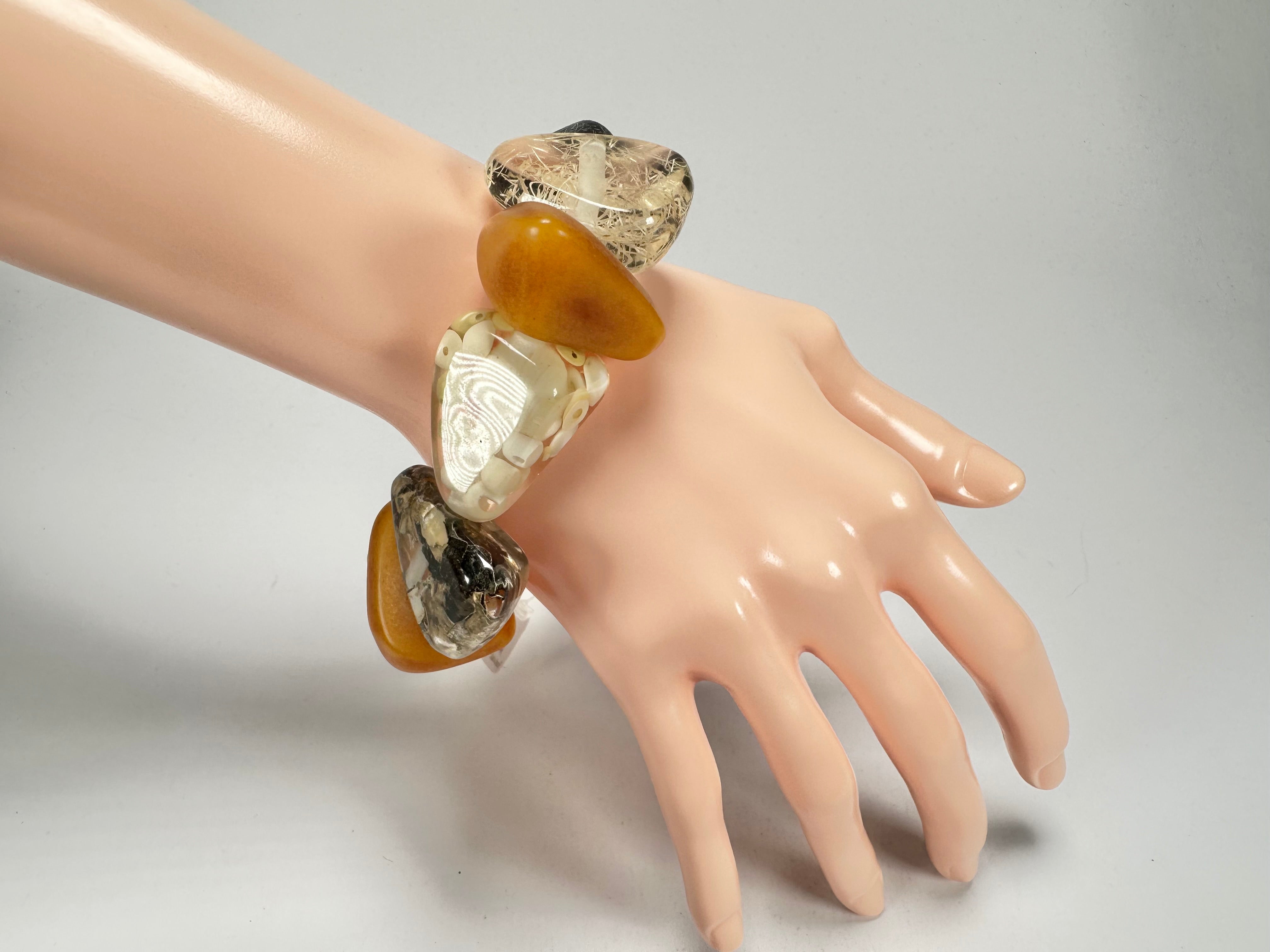 Jackie Brazil "Diamonds" Seasons Mix Flintstone Bone Bracelet ( B0211 )