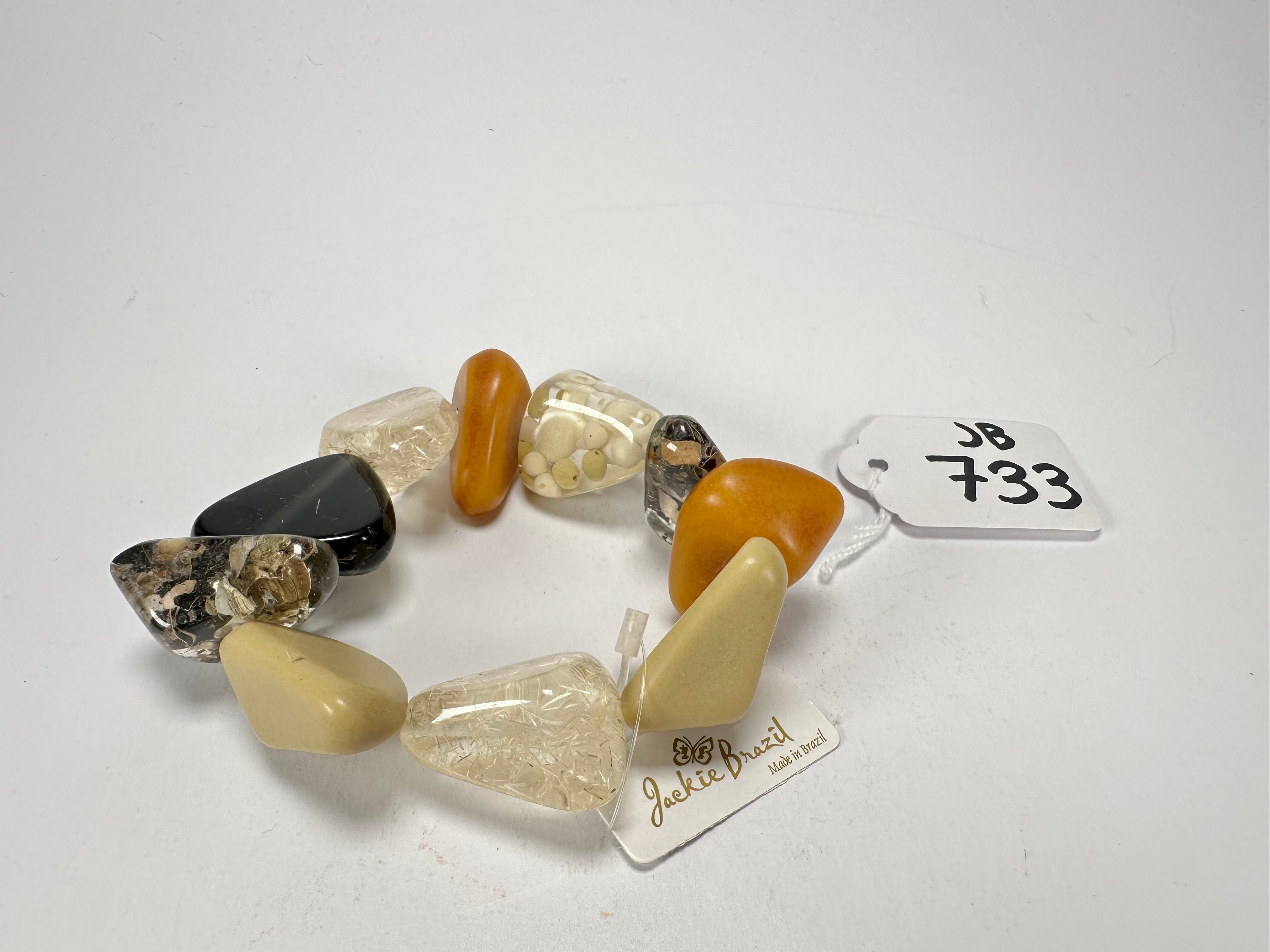 Jackie Brazil "Diamonds" Seasons Mix Flintstone Bone Bracelet ( B0211 )