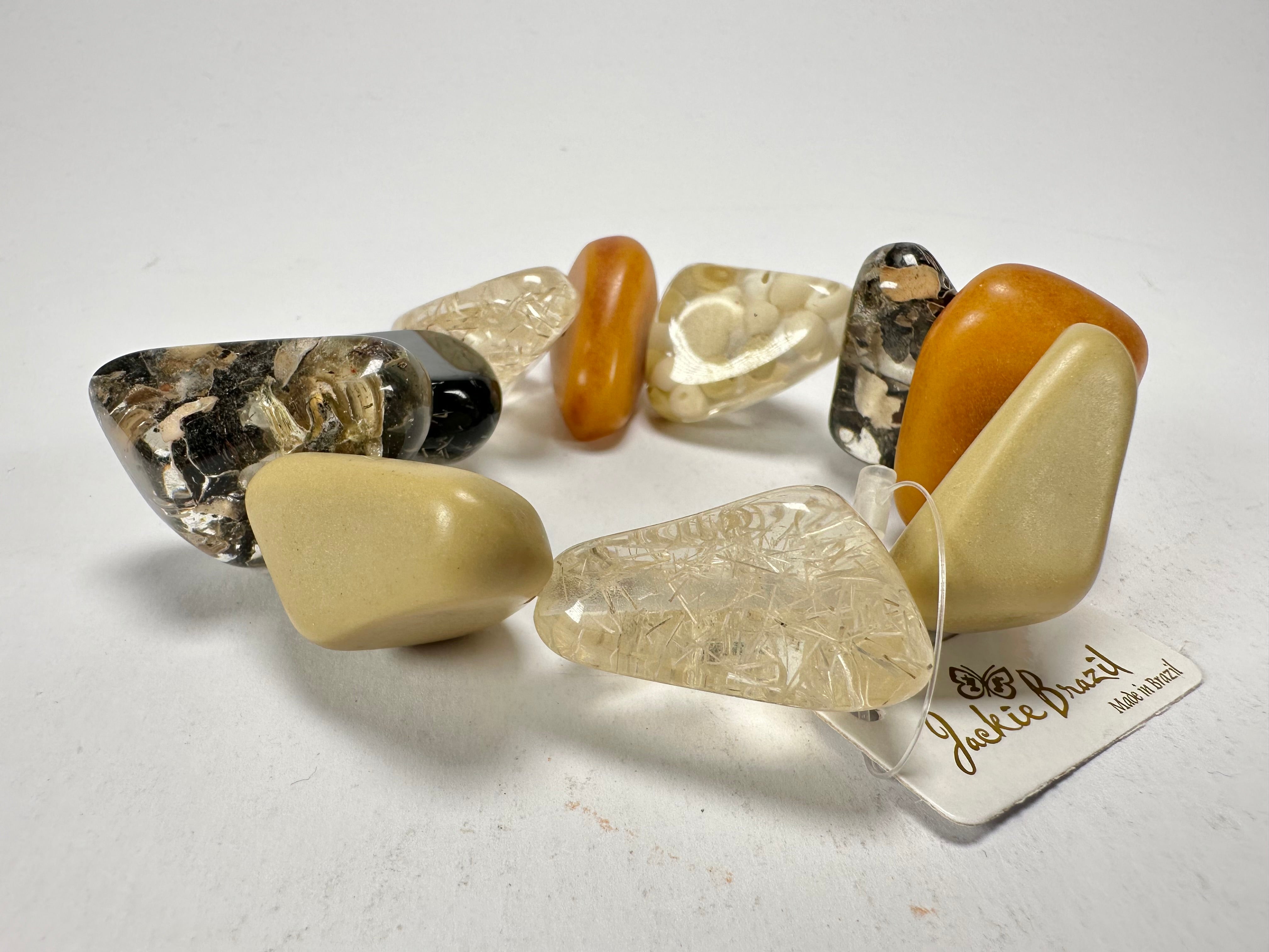 Jackie Brazil "Diamonds" Seasons Mix Flintstone Bone Bracelet ( B0211 )