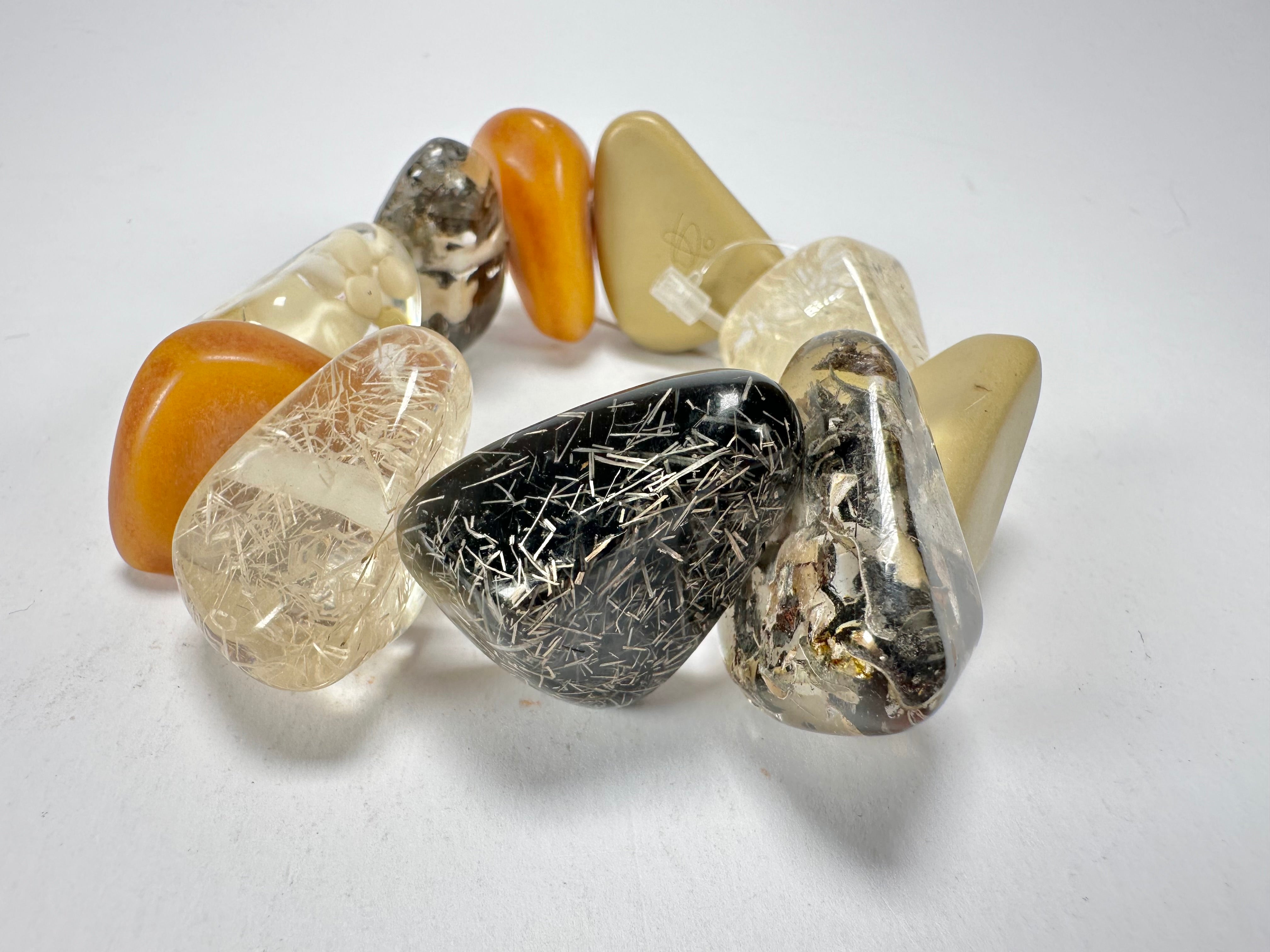 Jackie Brazil "Diamonds" Seasons Mix Flintstone Bone Bracelet ( B0211 )