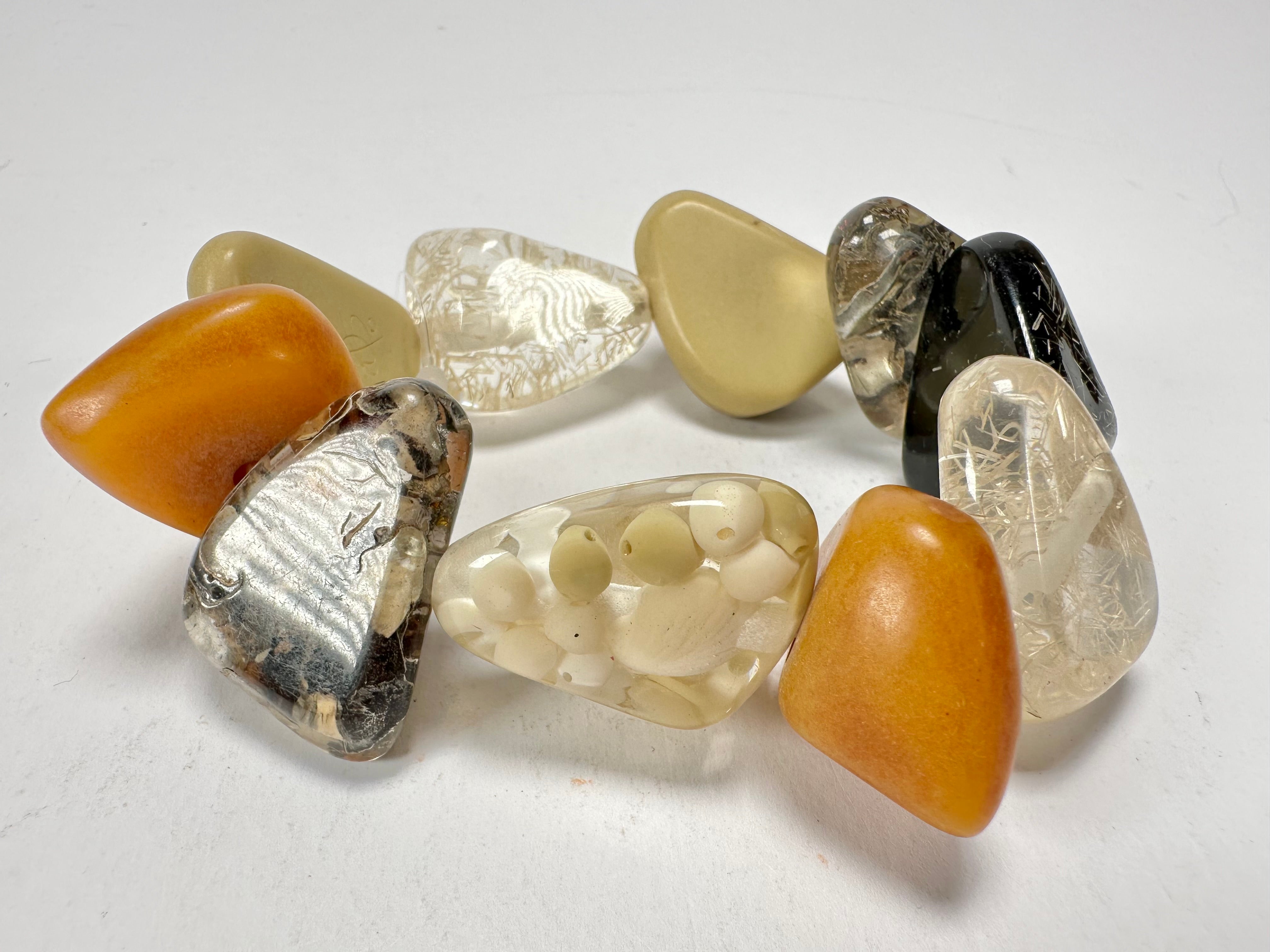 Jackie Brazil "Diamonds" Seasons Mix Flintstone Bone Bracelet ( B0211 )