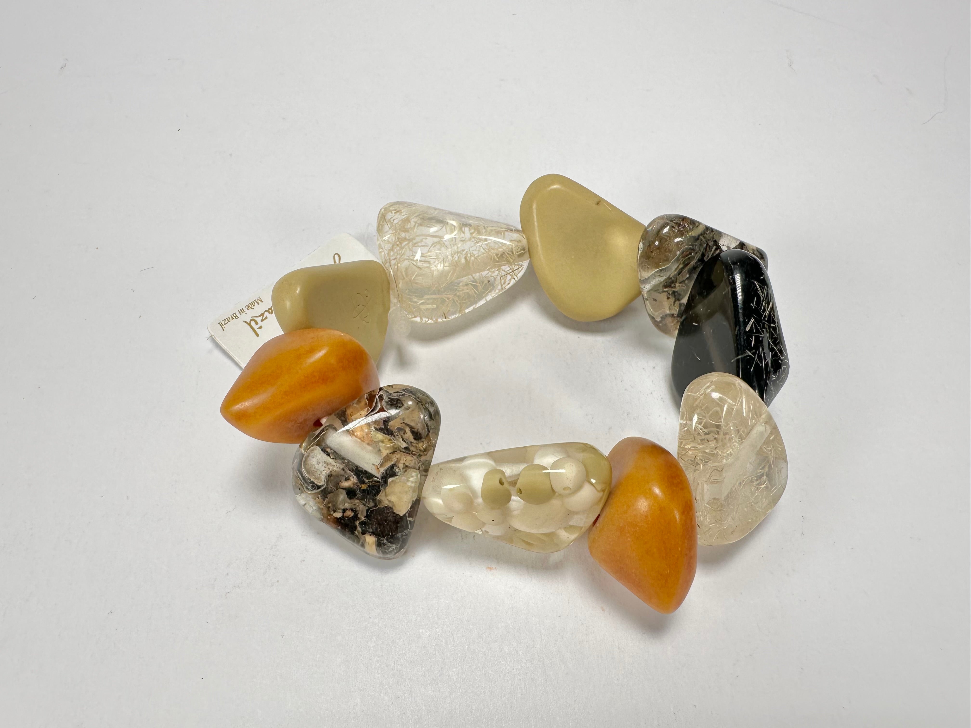 Jackie Brazil "Diamonds" Seasons Mix Flintstone Bone Bracelet ( B0211 )