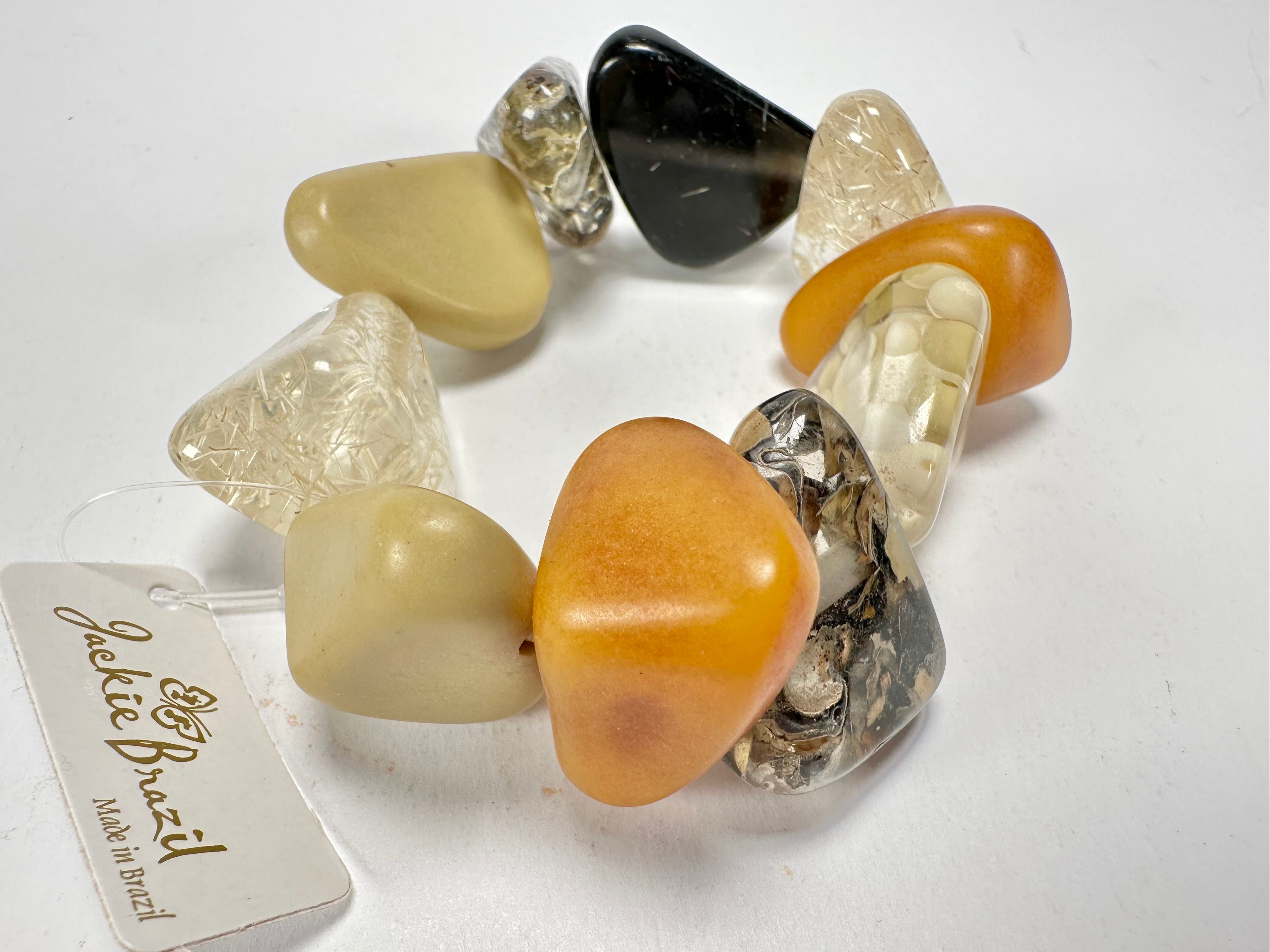 Jackie Brazil "Diamonds" Seasons Mix Flintstone Bone Bracelet ( B0211 )