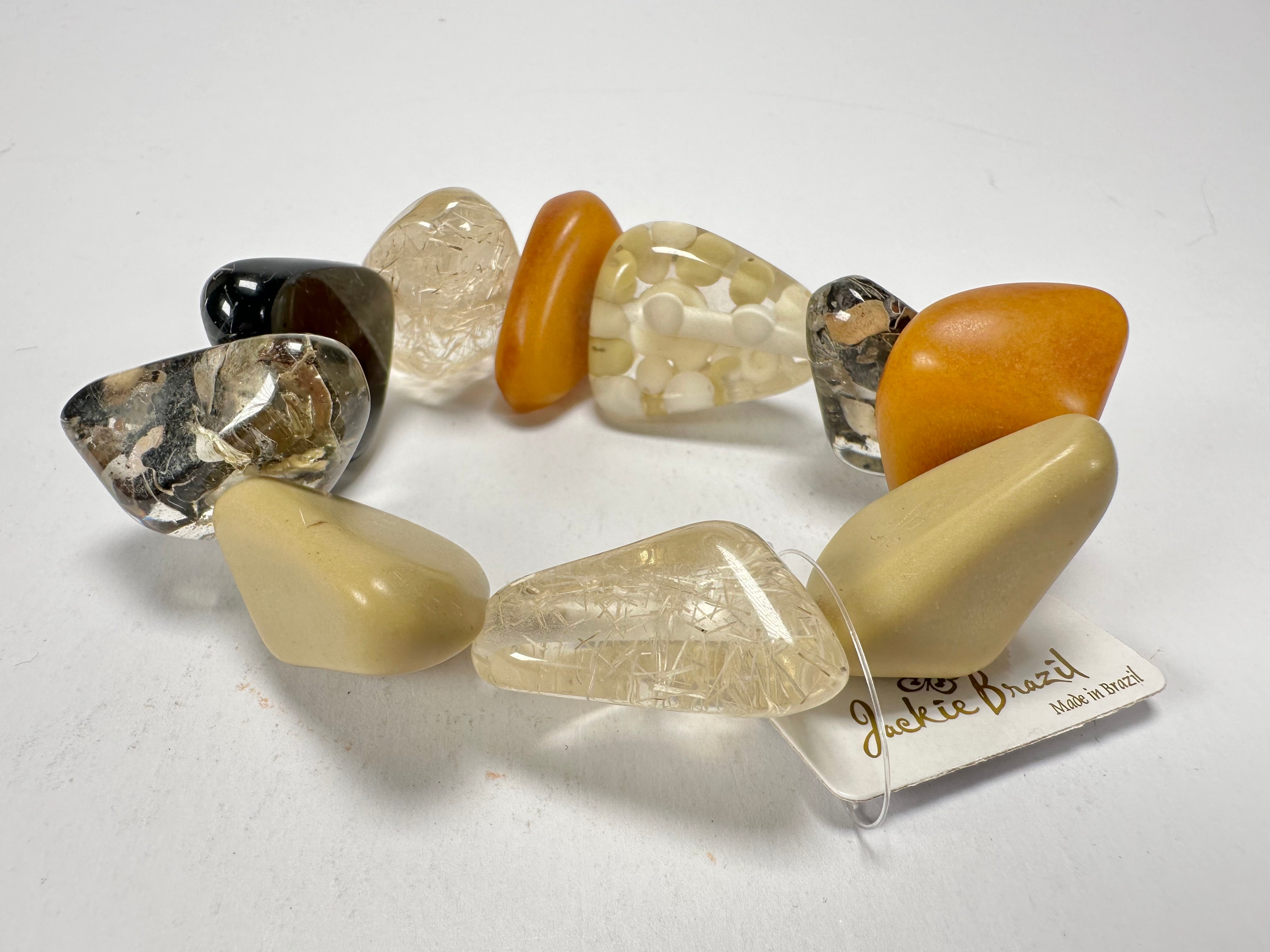 Jackie Brazil "Diamonds" Seasons Mix Flintstone Bone Bracelet ( B0211 )