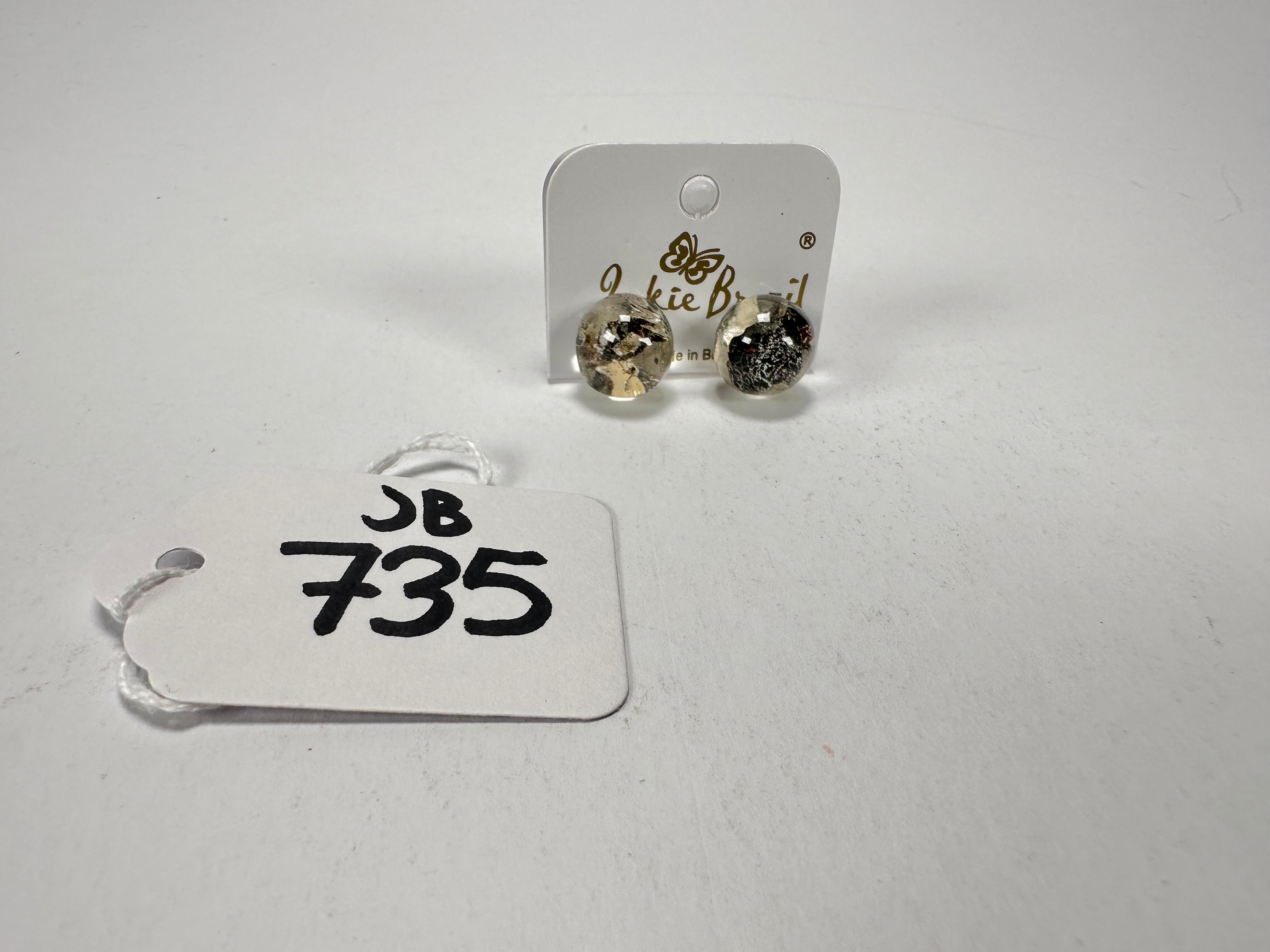 Jackie Brazil "Betty" Seaweed Small Ball Stud Resin Earrings ( E0095 )