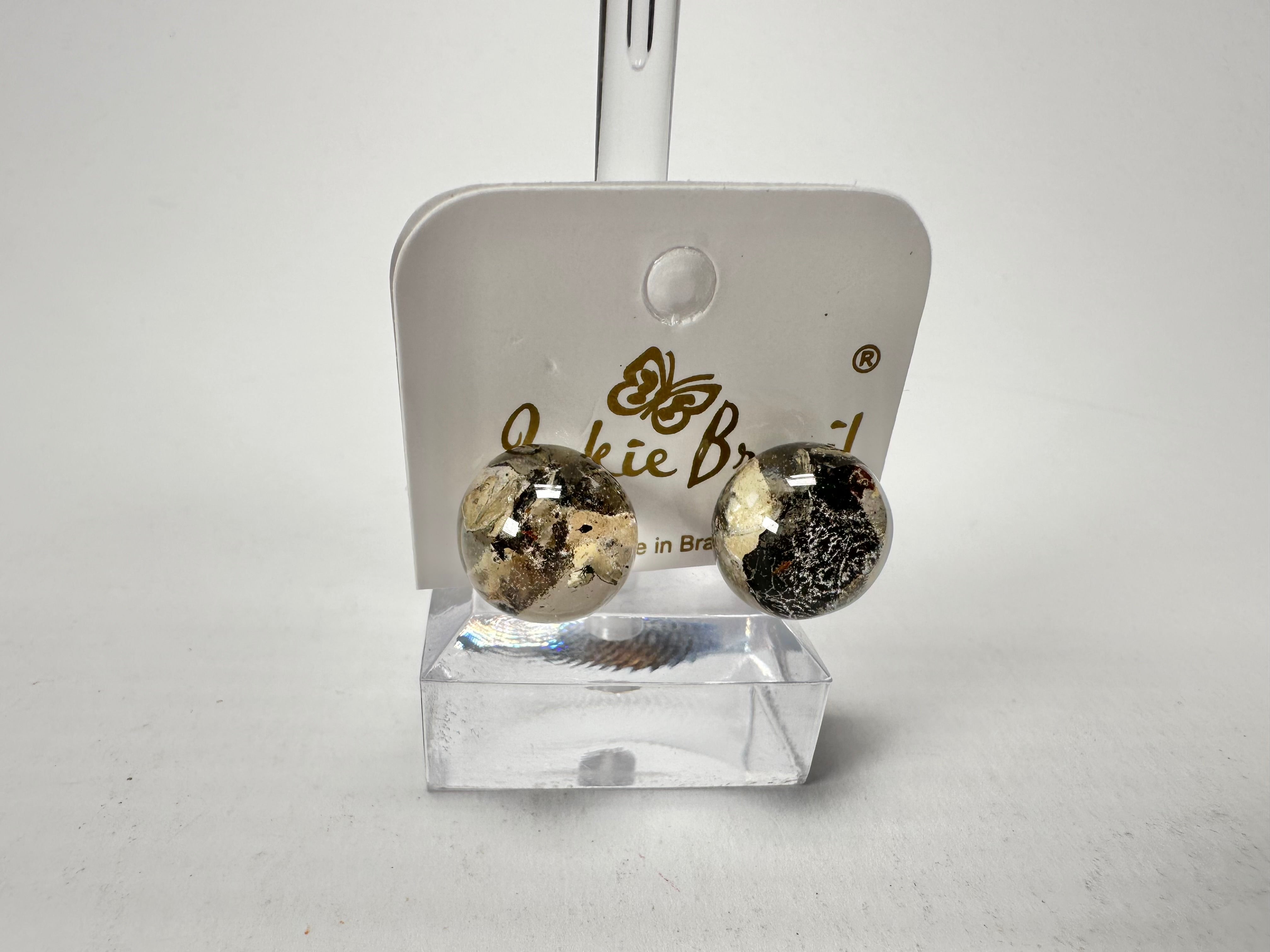 Jackie Brazil "Betty" Seaweed Small Ball Stud Resin Earrings ( E0095 )
