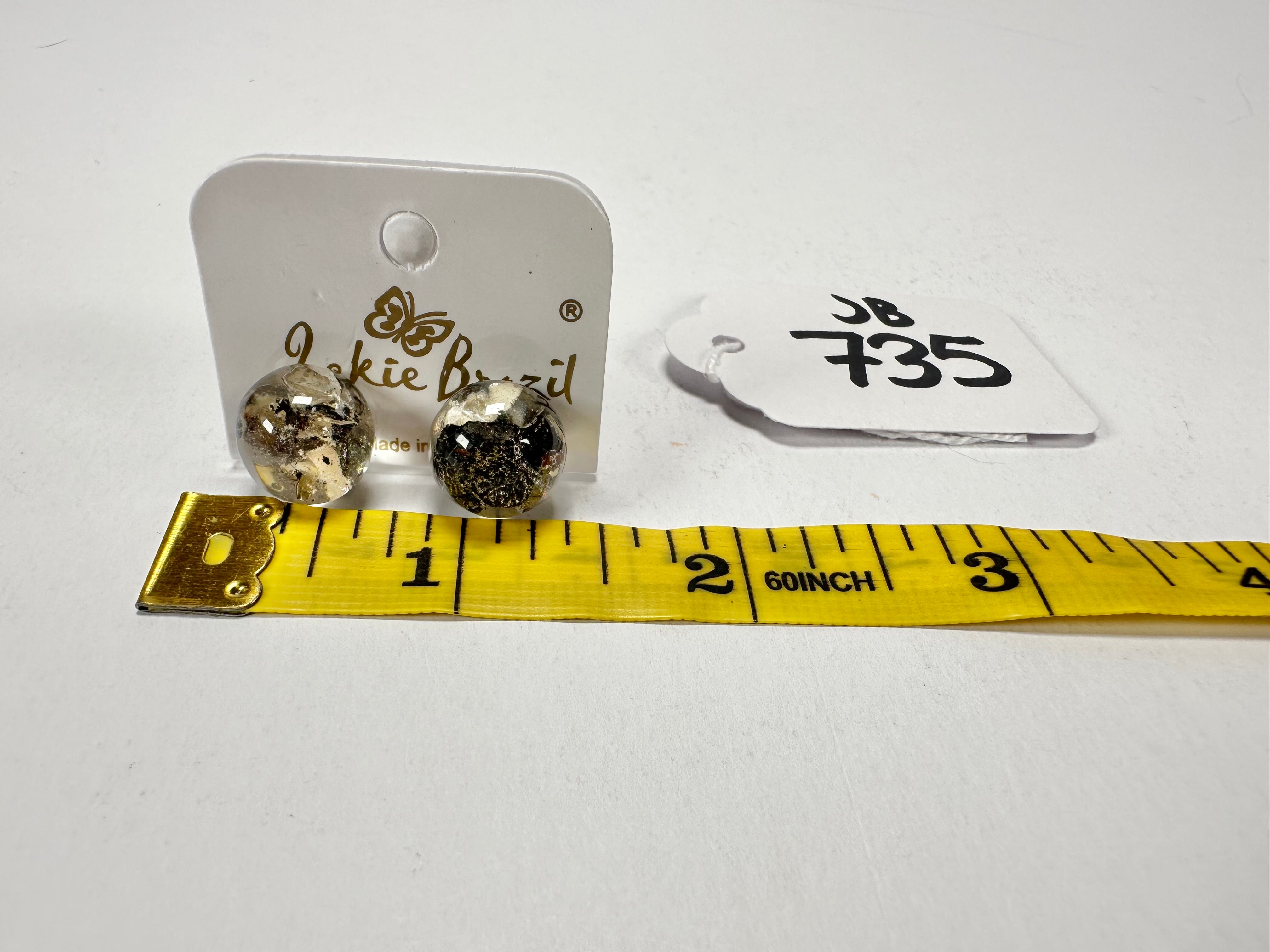 Jackie Brazil "Betty" Seaweed Small Ball Stud Resin Earrings ( E0095 )