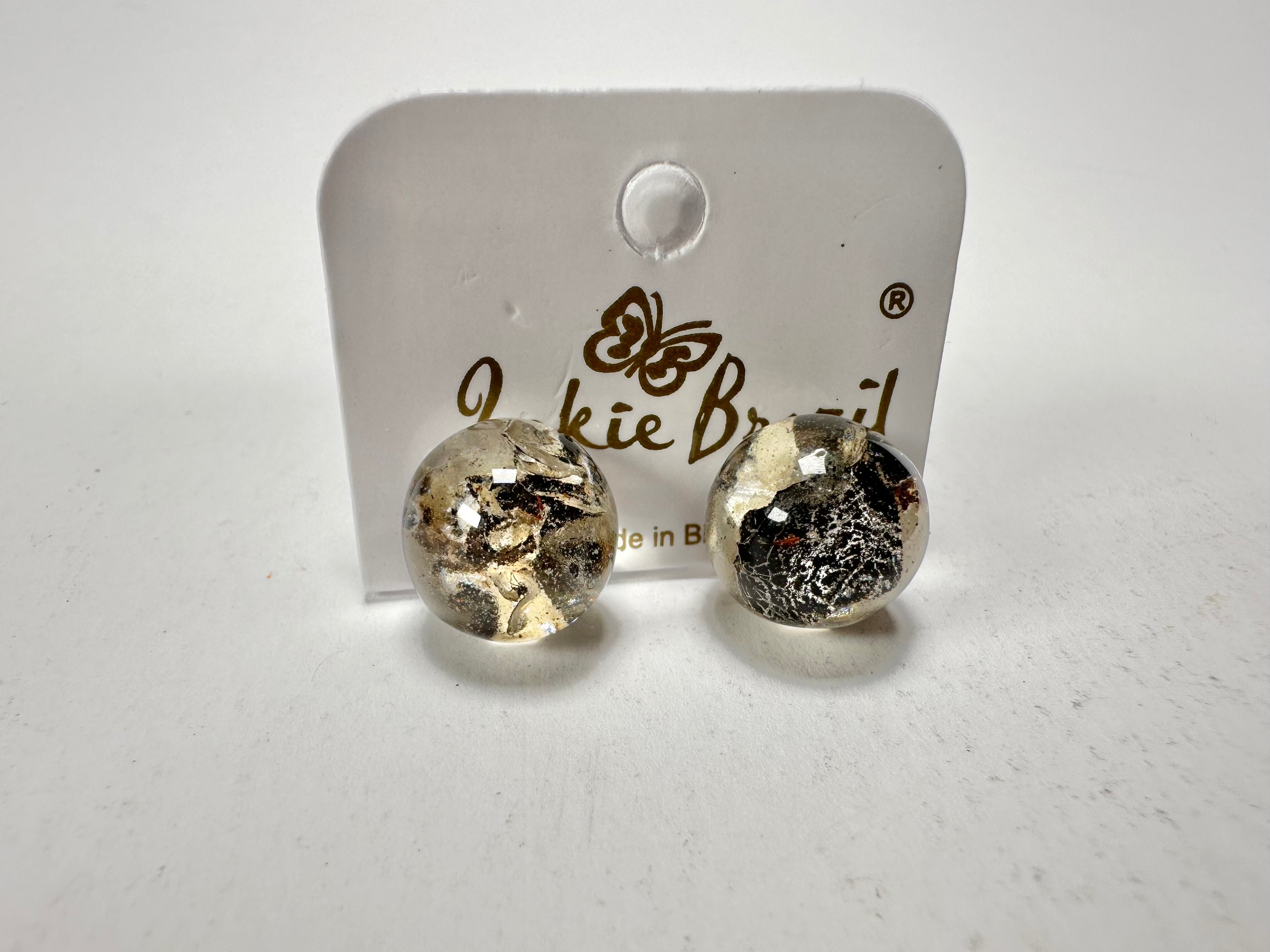 Jackie Brazil "Betty" Seaweed Small Ball Stud Resin Earrings ( E0095 )