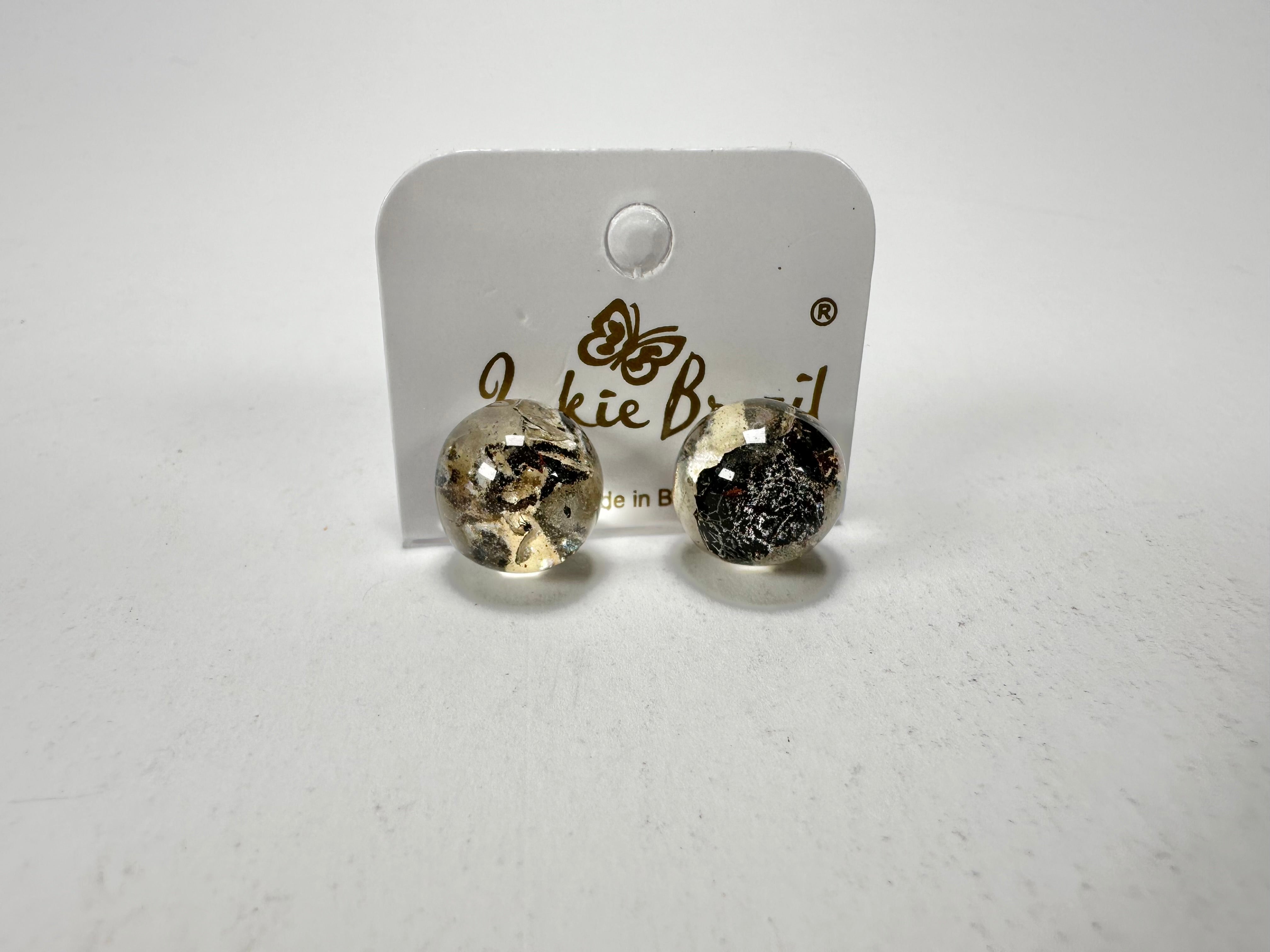 Jackie Brazil "Betty" Seaweed Small Ball Stud Resin Earrings ( E0095 )