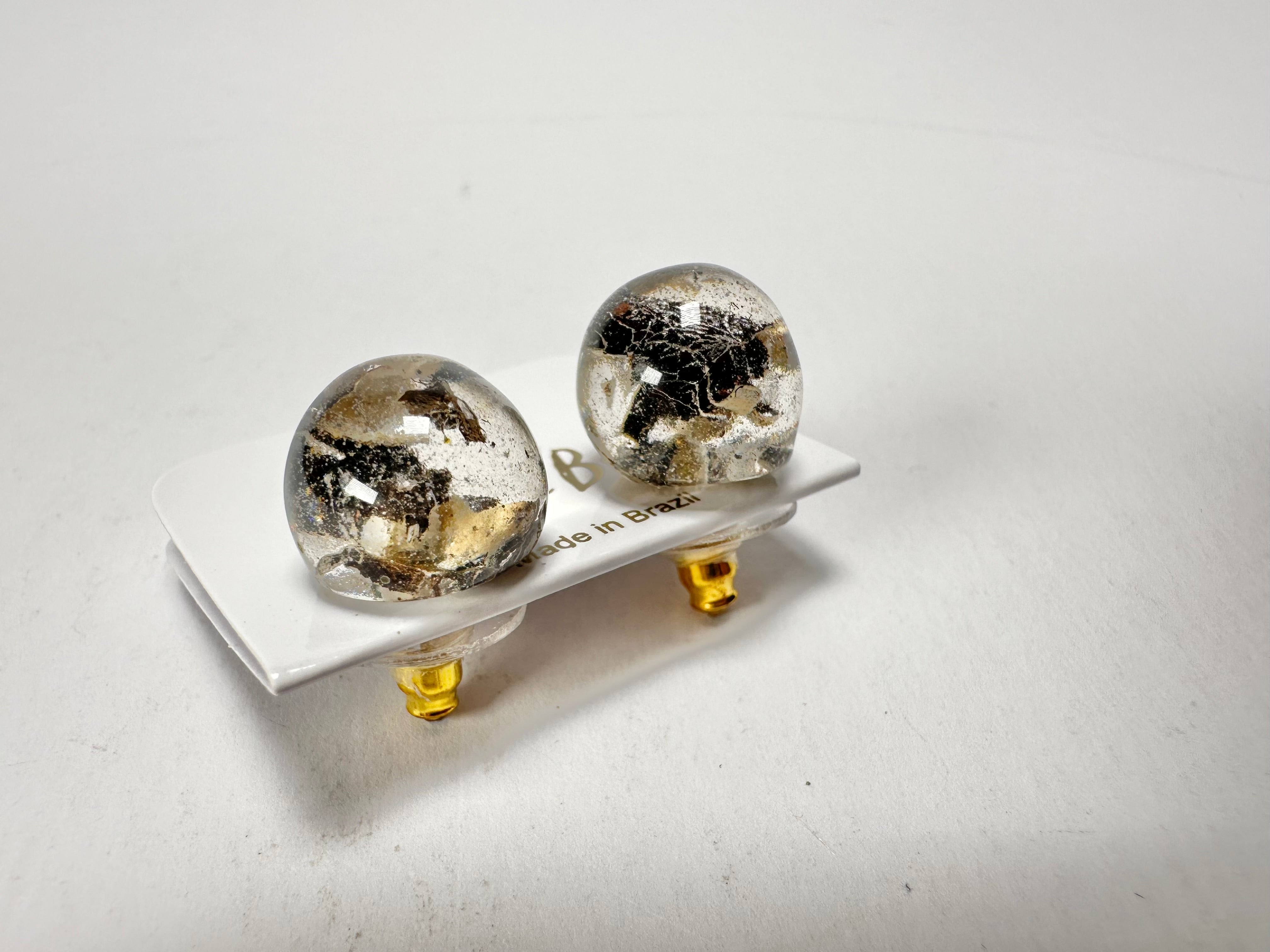 Jackie Brazil "Betty" Seaweed Small Ball Stud Resin Earrings ( E0095 )