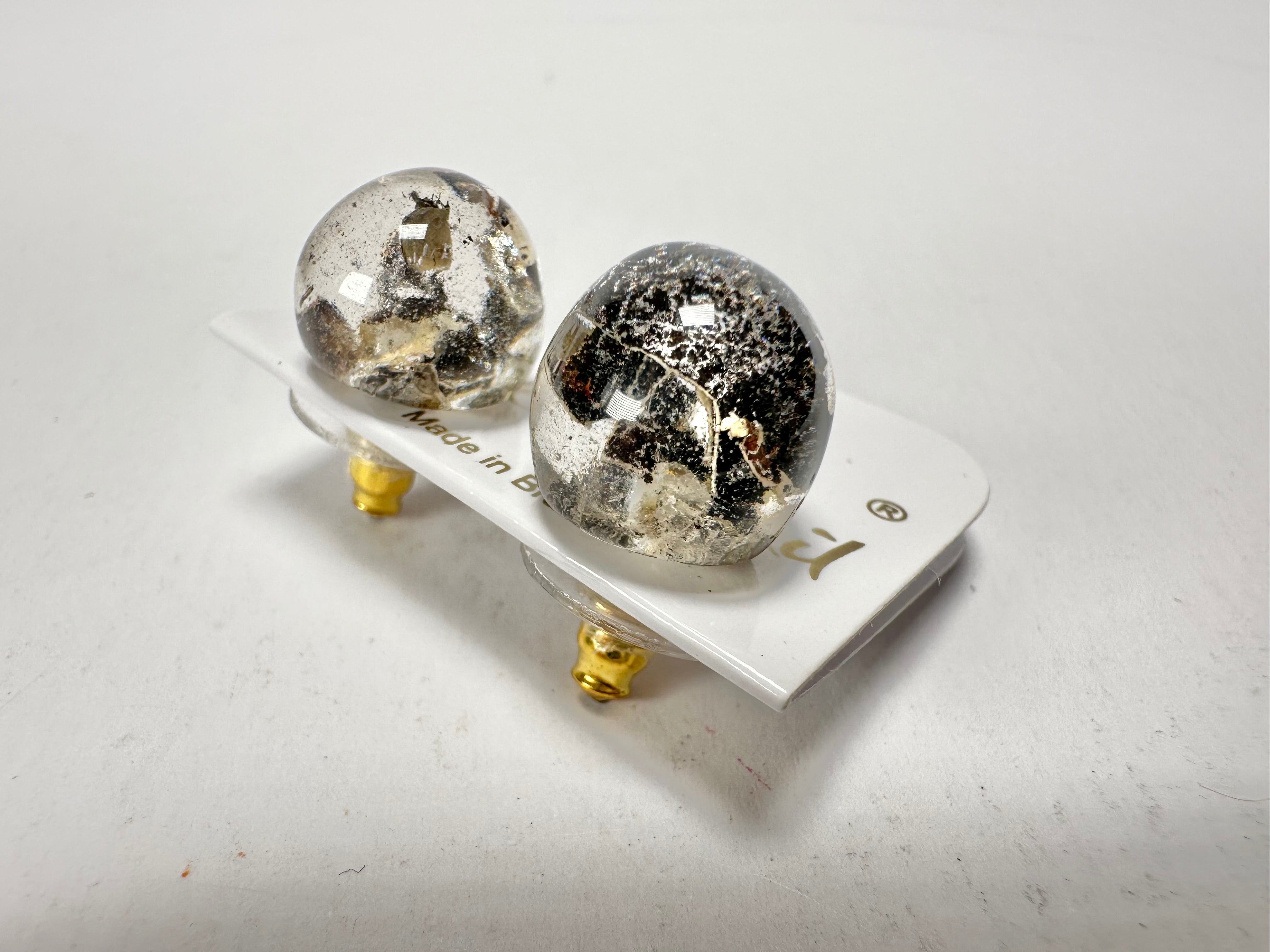 Jackie Brazil "Betty" Seaweed Small Ball Stud Resin Earrings ( E0095 )
