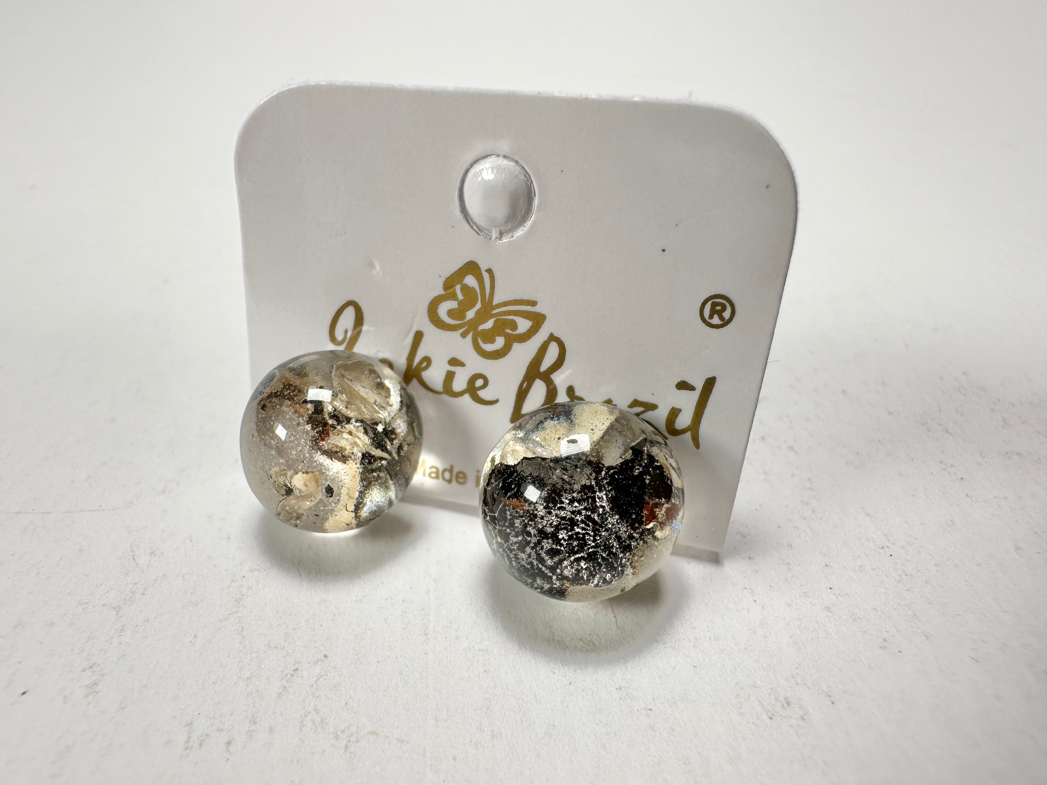 Jackie Brazil "Betty" Seaweed Small Ball Stud Resin Earrings ( E0095 )