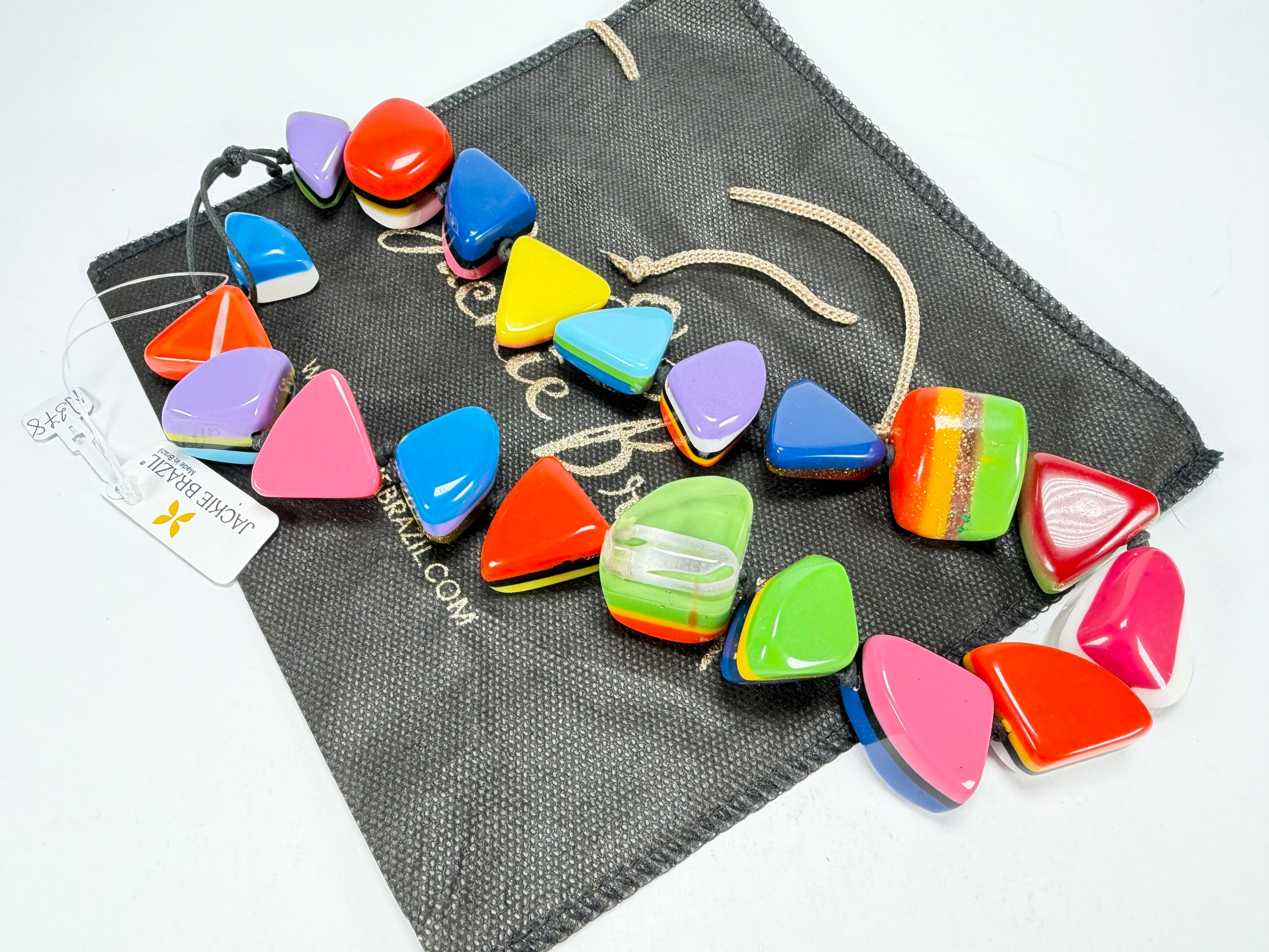 Jackie Brazil "Natural" Pop Art Large Stones 55cm Resin Necklace ( N0378 )