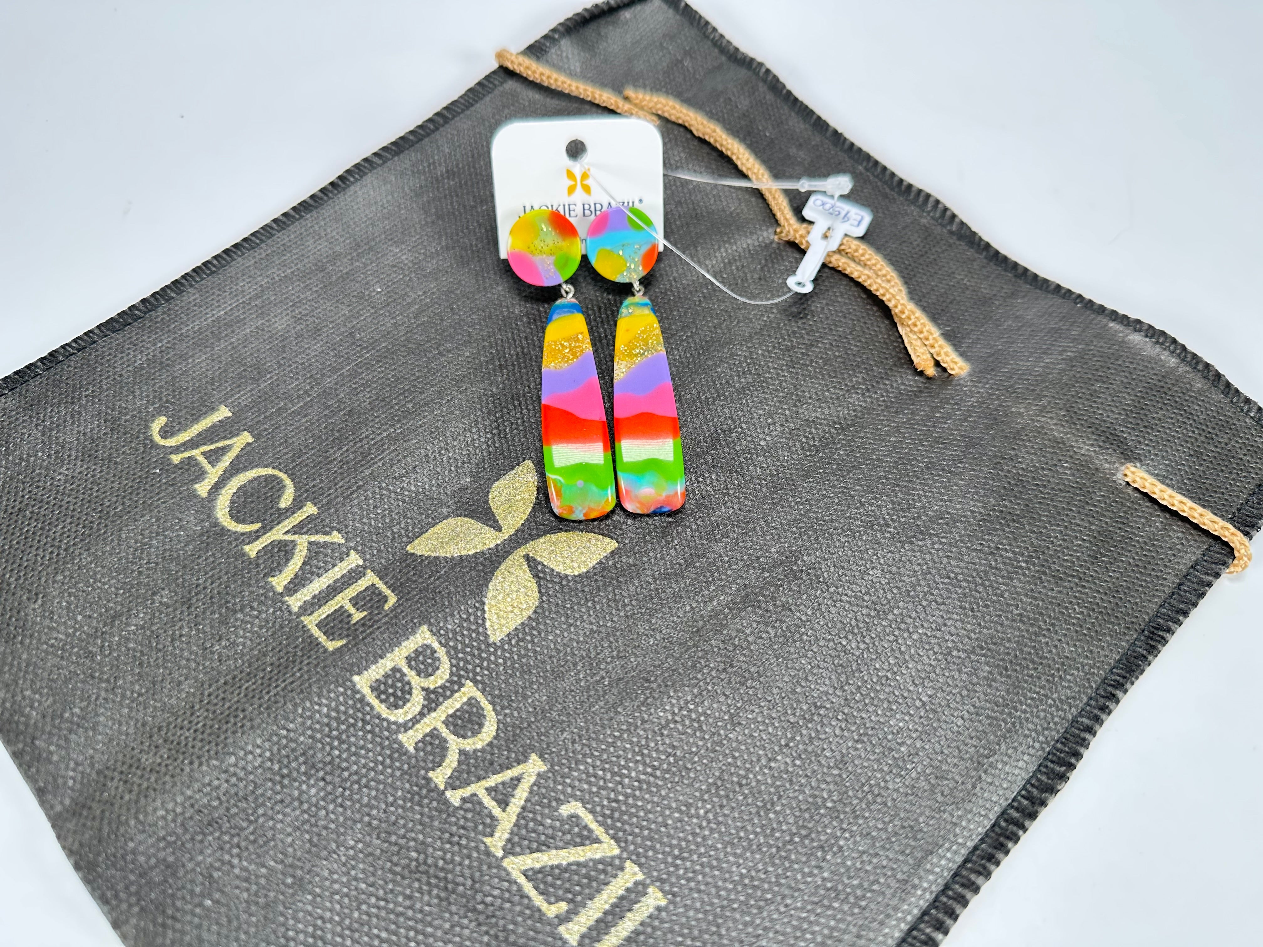 Jackie Brazil "Mel" Kandinsky Stud & Leaf On Pin Resin Earrings ( E4500 )