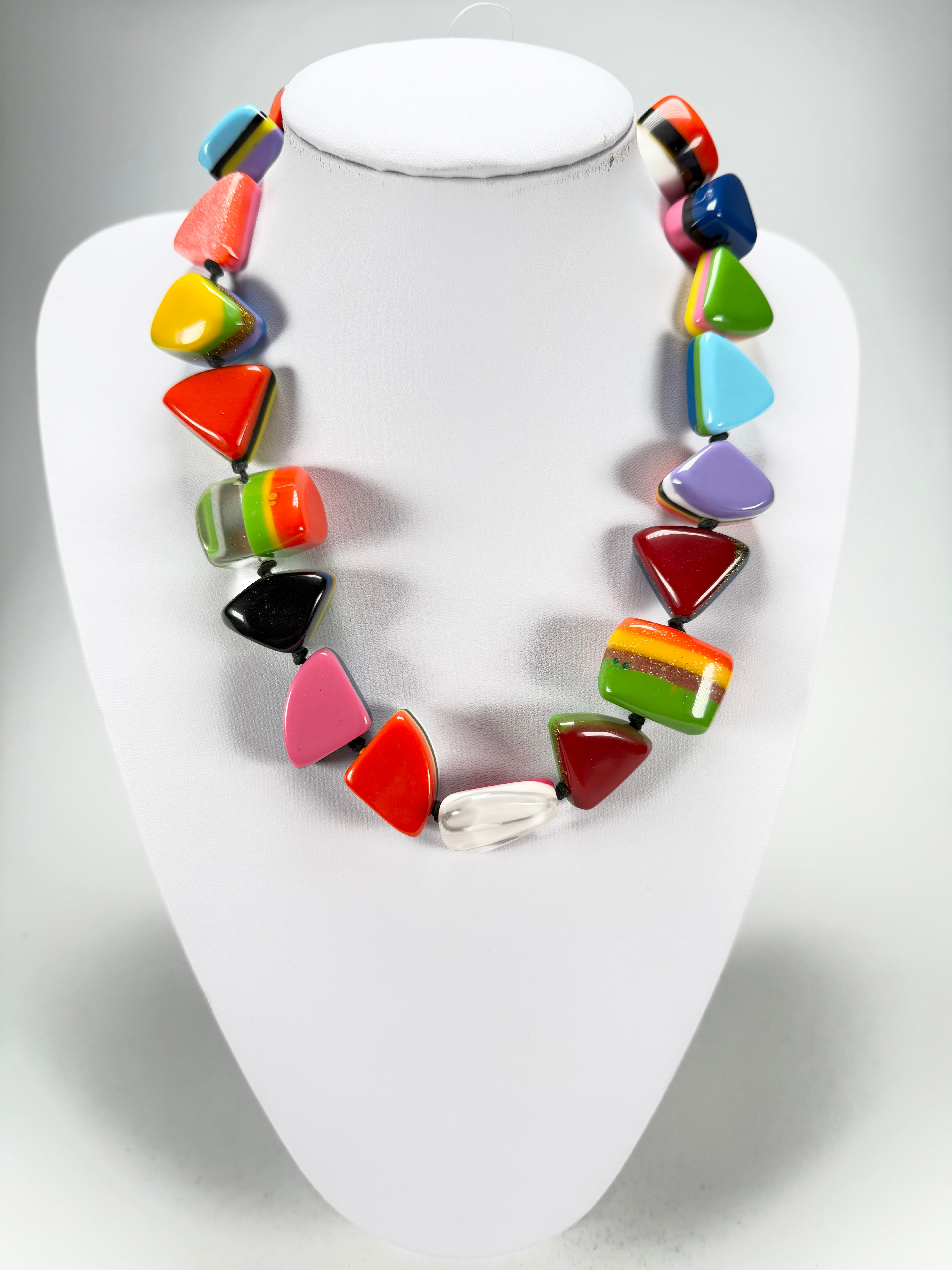 Jackie Brazil "Natural" Pop Art Large Stones 55cm Resin Necklace ( N0378 )