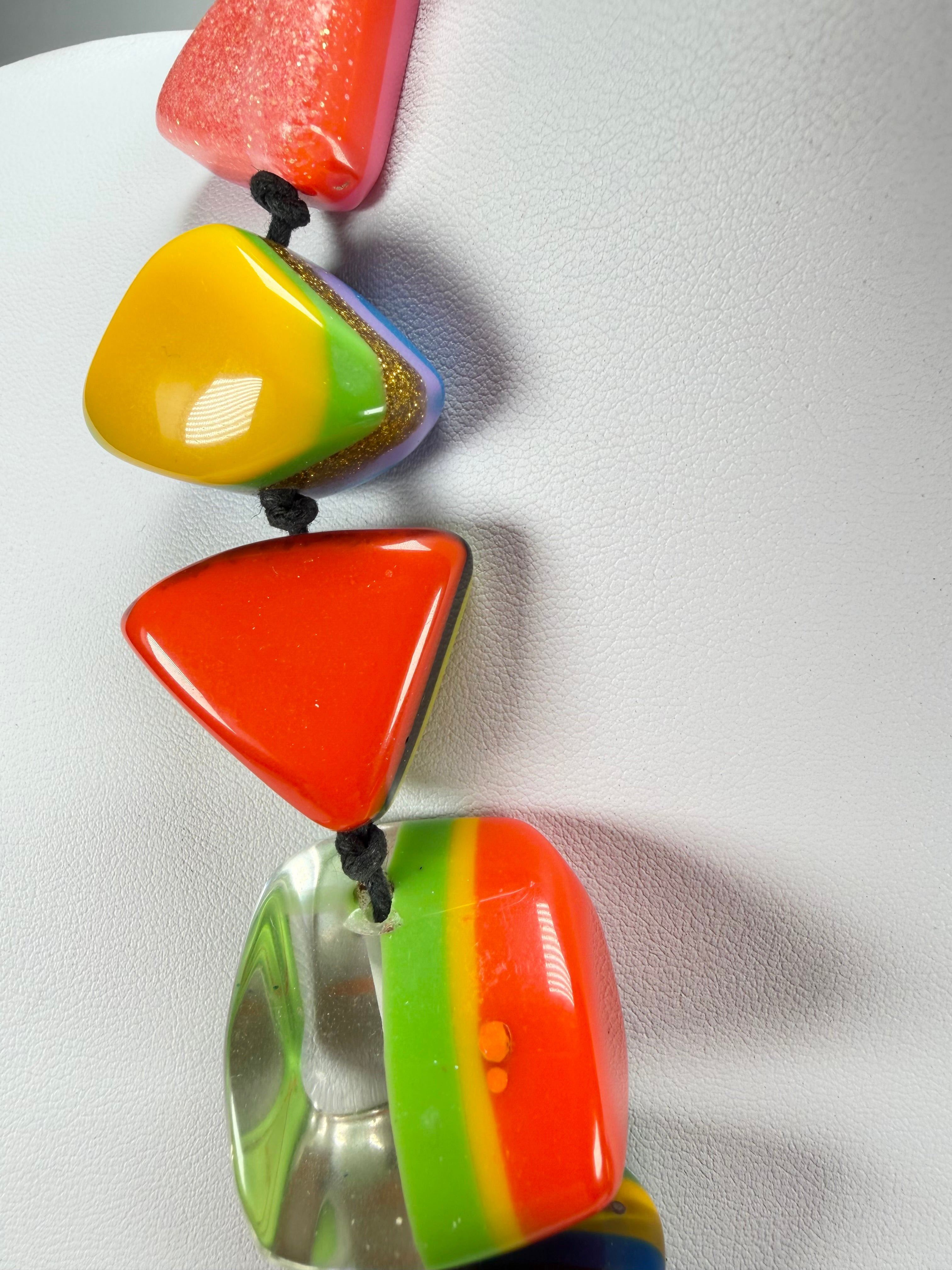 Jackie Brazil "Natural" Pop Art Large Stones 55cm Resin Necklace ( N0378 )