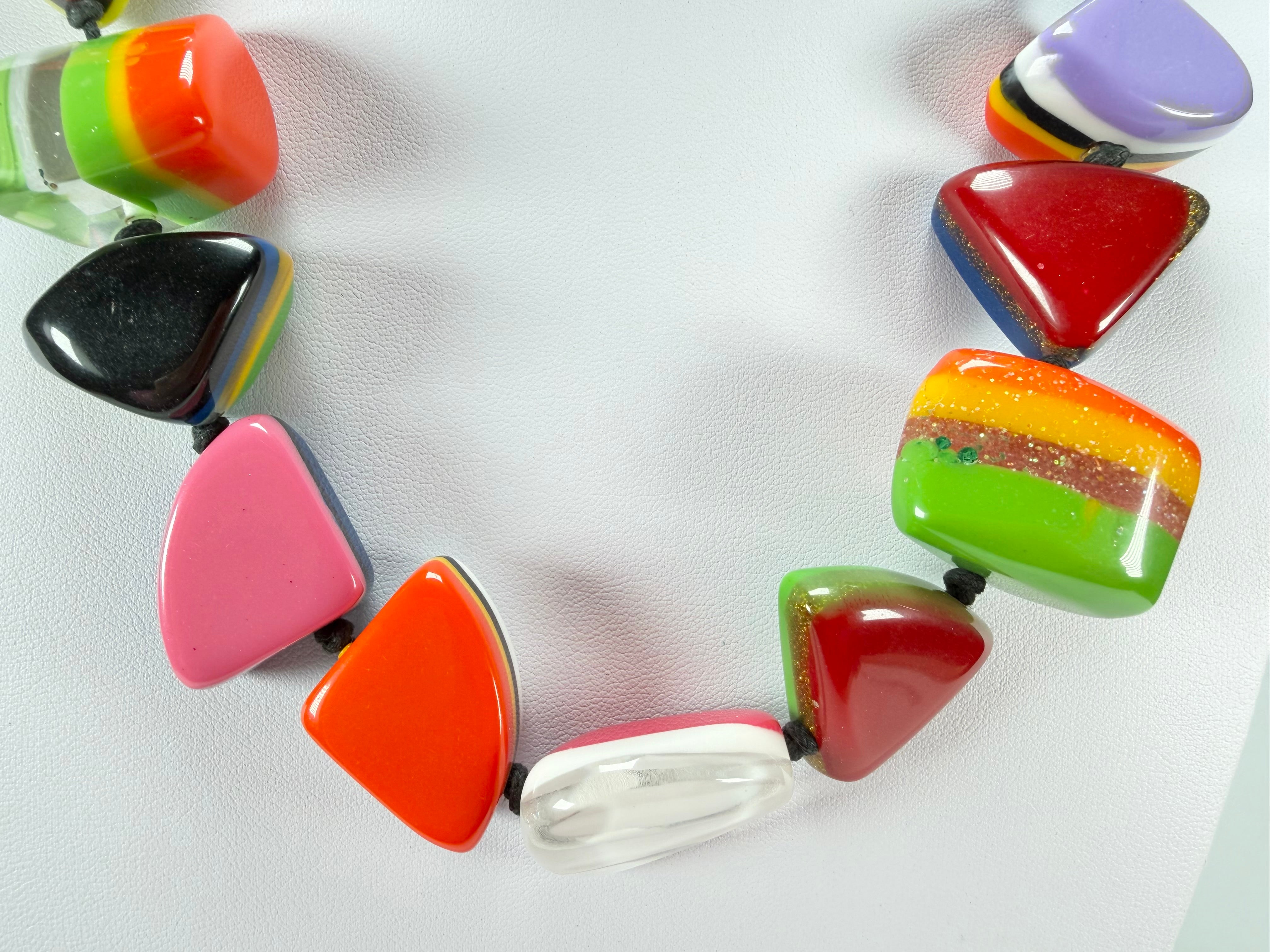 Jackie Brazil "Natural" Pop Art Large Stones 55cm Resin Necklace ( N0378 )