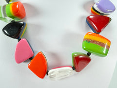 Jackie Brazil "Natural" Pop Art Large Stones 55cm Resin Necklace ( N0378 )