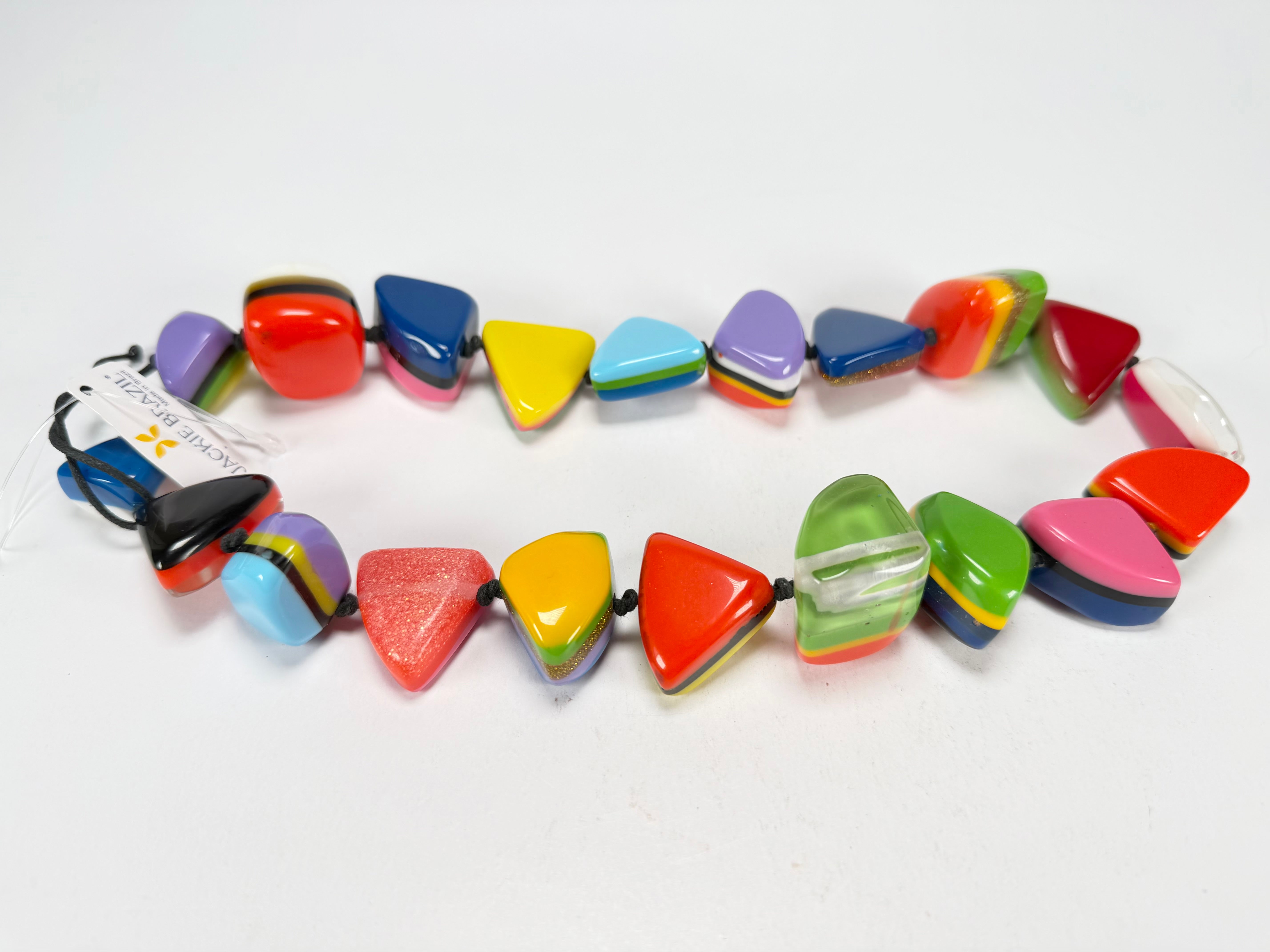 Jackie Brazil "Natural" Pop Art Large Stones 55cm Resin Necklace ( N0378 )