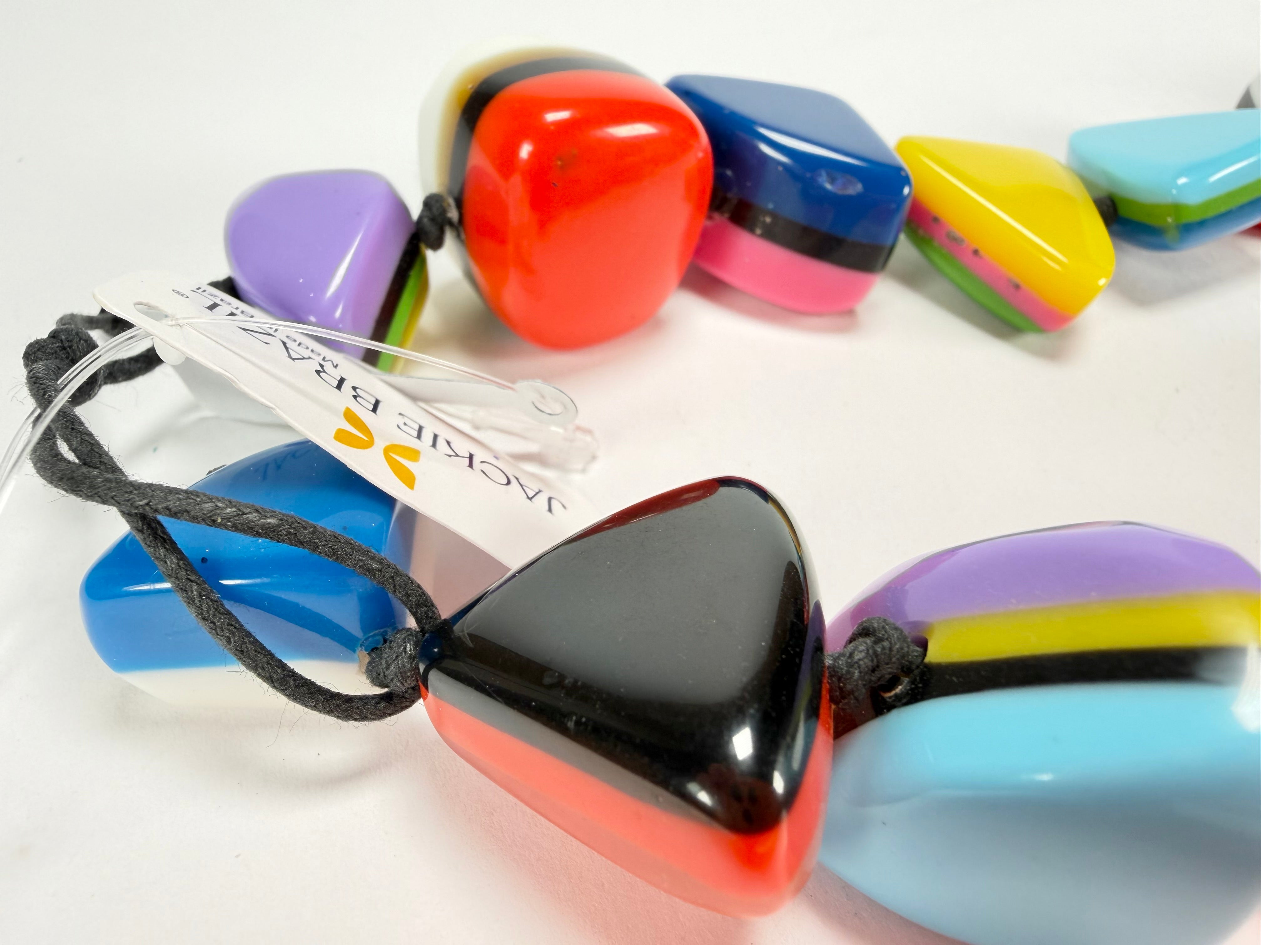 Jackie Brazil "Natural" Pop Art Large Stones 55cm Resin Necklace ( N0378 )