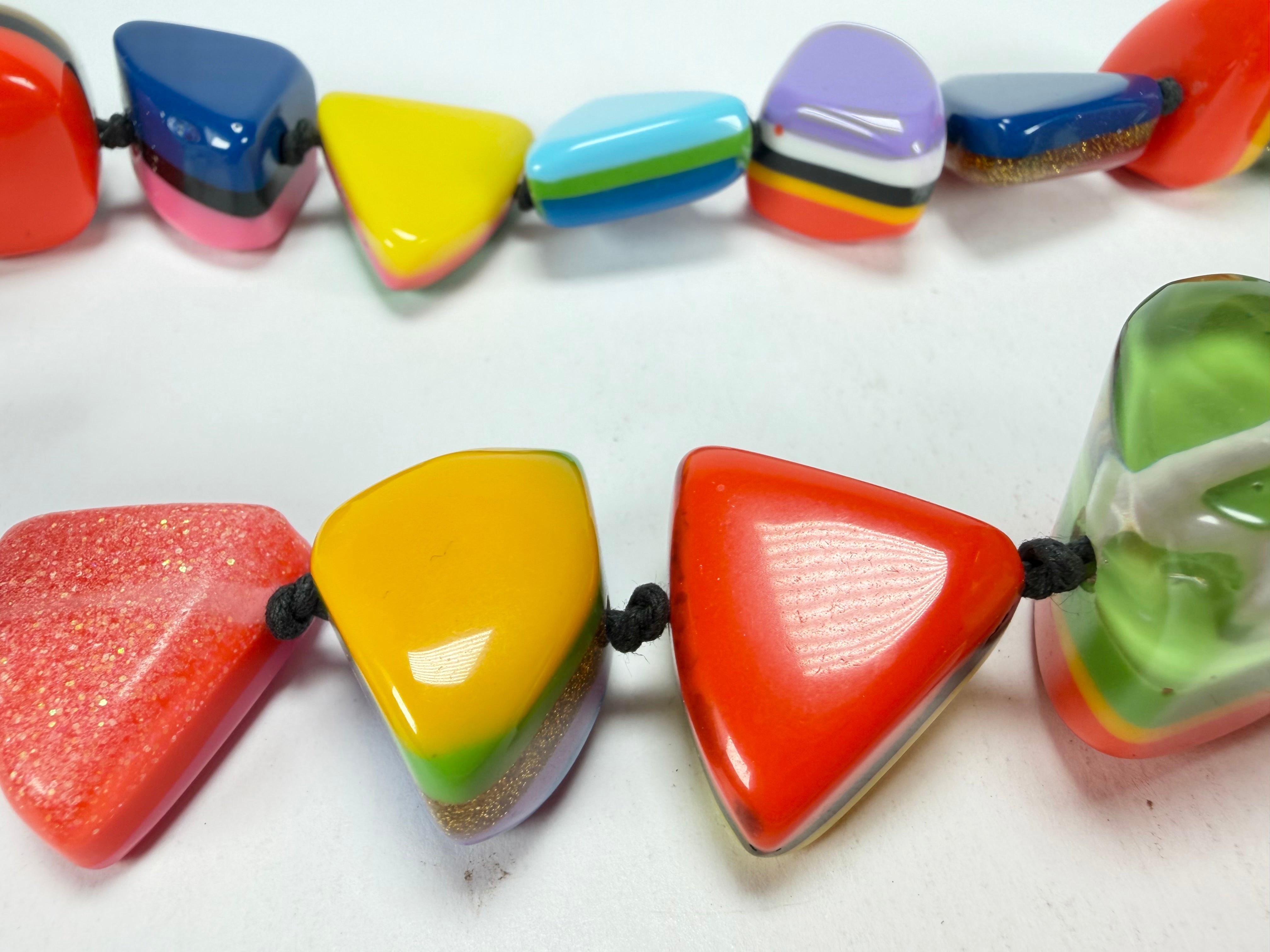 Jackie Brazil "Natural" Pop Art Large Stones 55cm Resin Necklace ( N0378 )