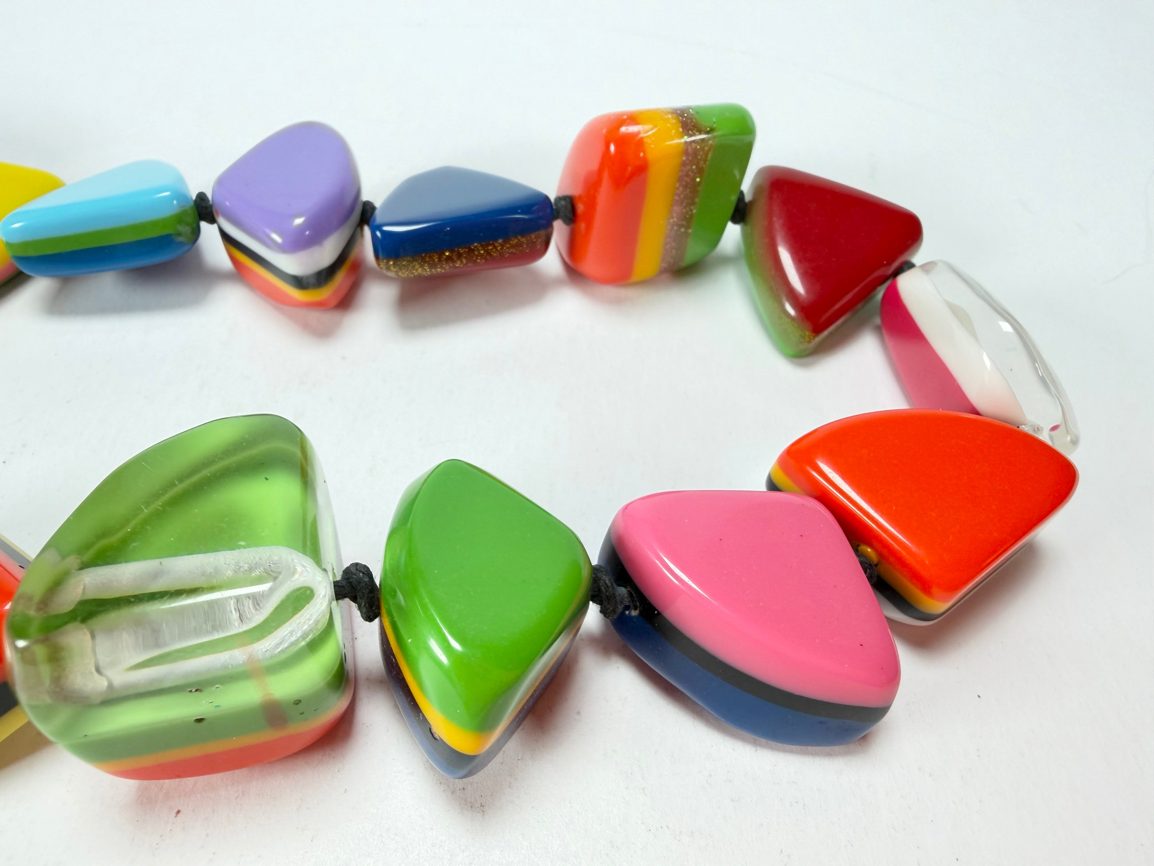 Jackie Brazil "Natural" Pop Art Large Stones 55cm Resin Necklace ( N0378 )