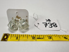 Jackie Brazil "Camille" Silver Flakes Abstract Resin Earrings ( E1053 )