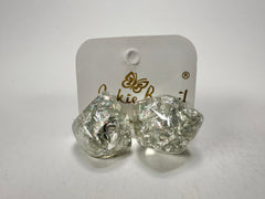 Jackie Brazil "Camille" Silver Flakes Abstract Resin Earrings ( E1053 )