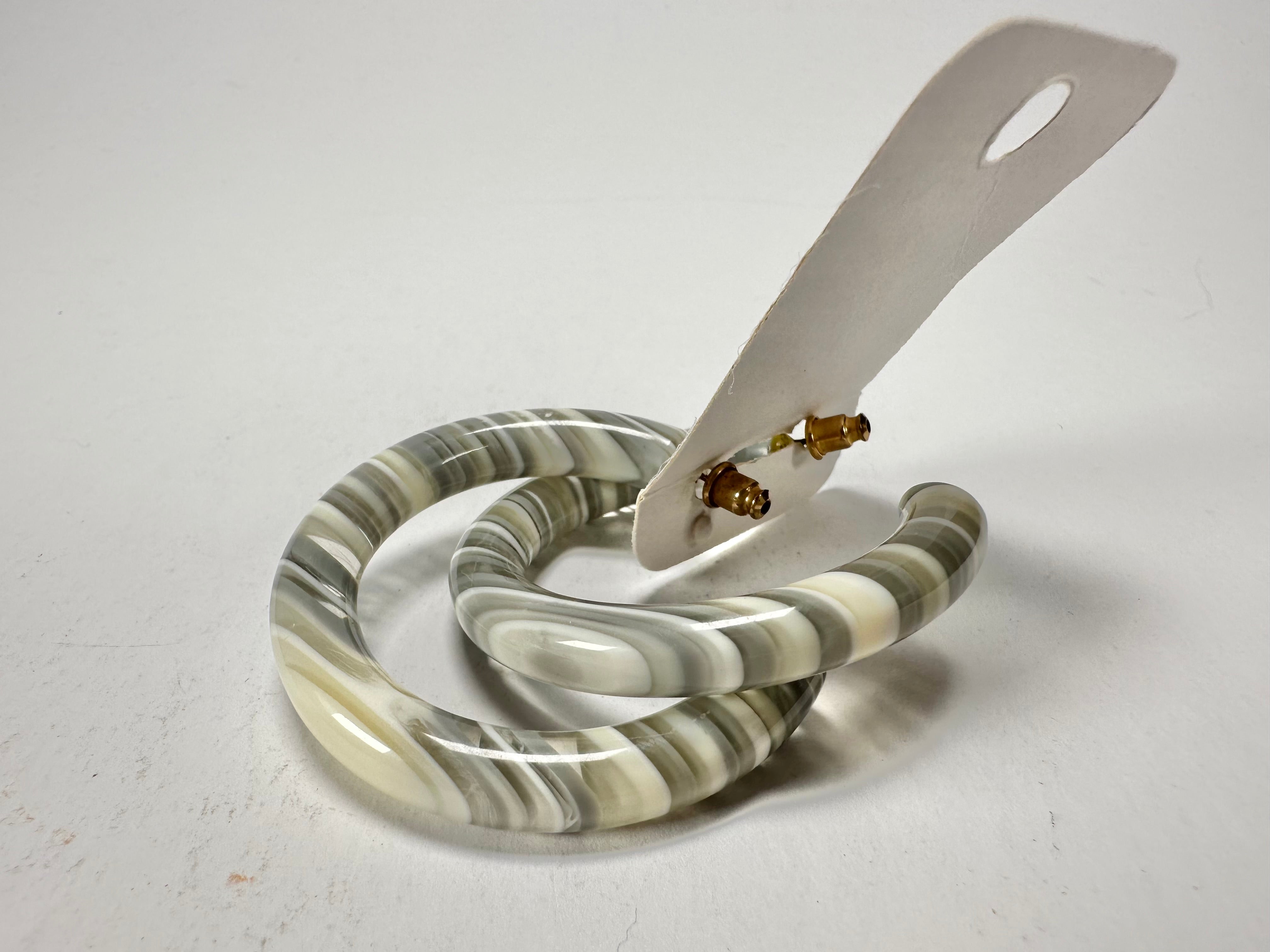 Jackie Brazil "Hoops" Liquorice Spring Cream Mix Resin Earrings ( E2215 )