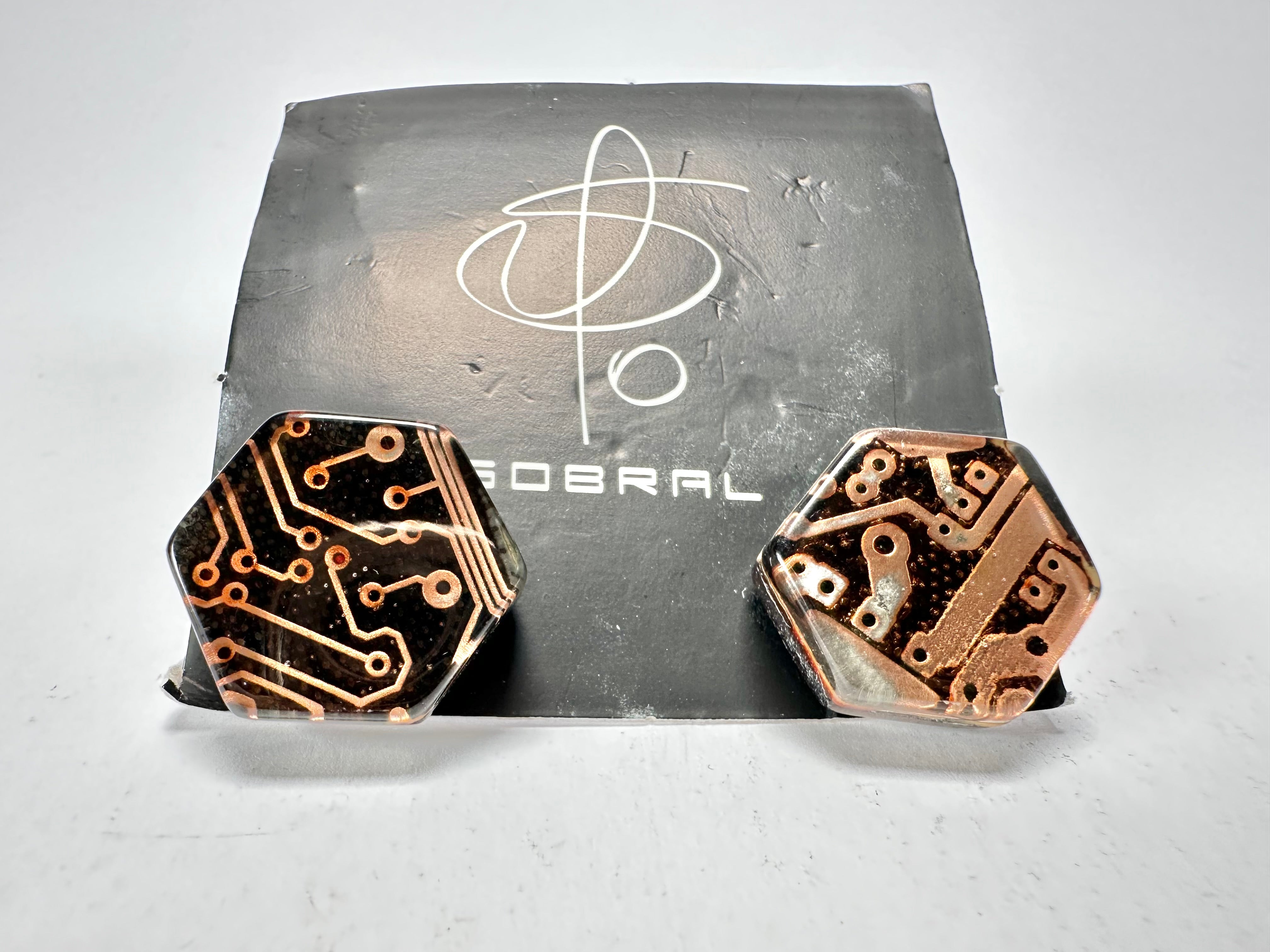 Jackie Brazil "Ming" Flash Digital Hexagon Resin Earrings ( E3214 )