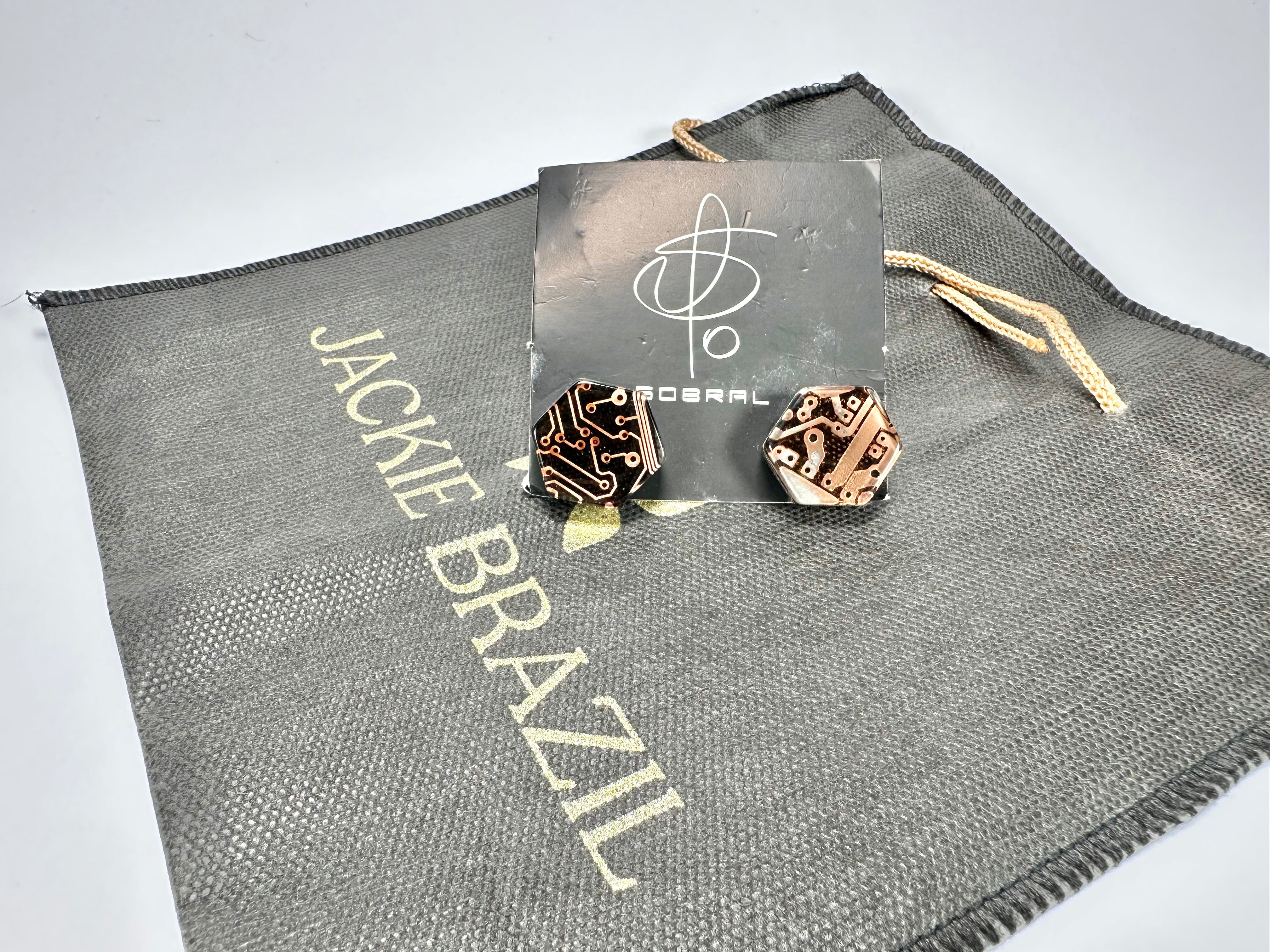 Jackie Brazil "Ming" Flash Digital Hexagon Resin Earrings ( E3214 )
