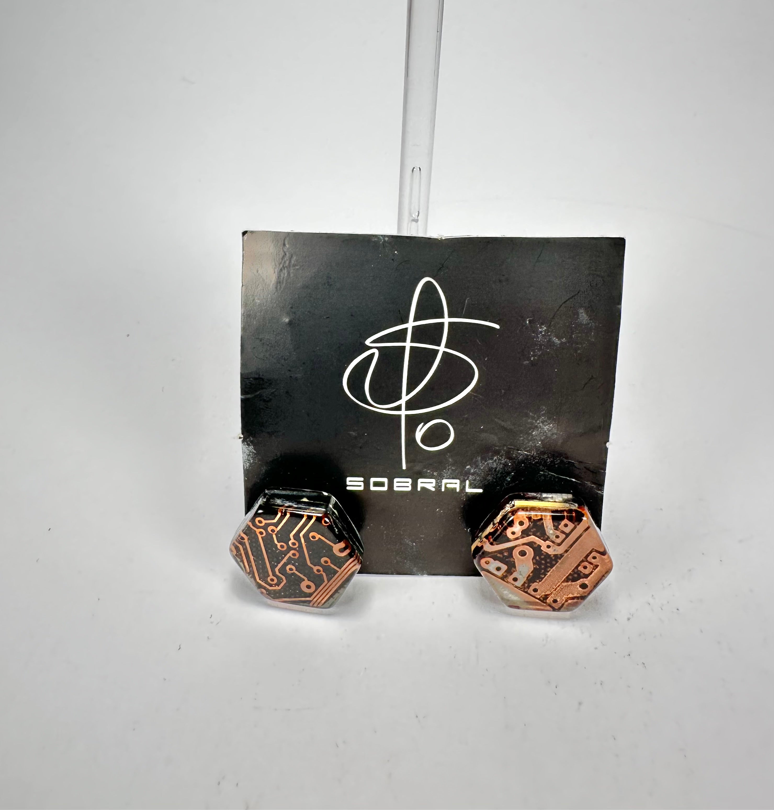 Jackie Brazil "Ming" Flash Digital Hexagon Resin Earrings ( E3214 )