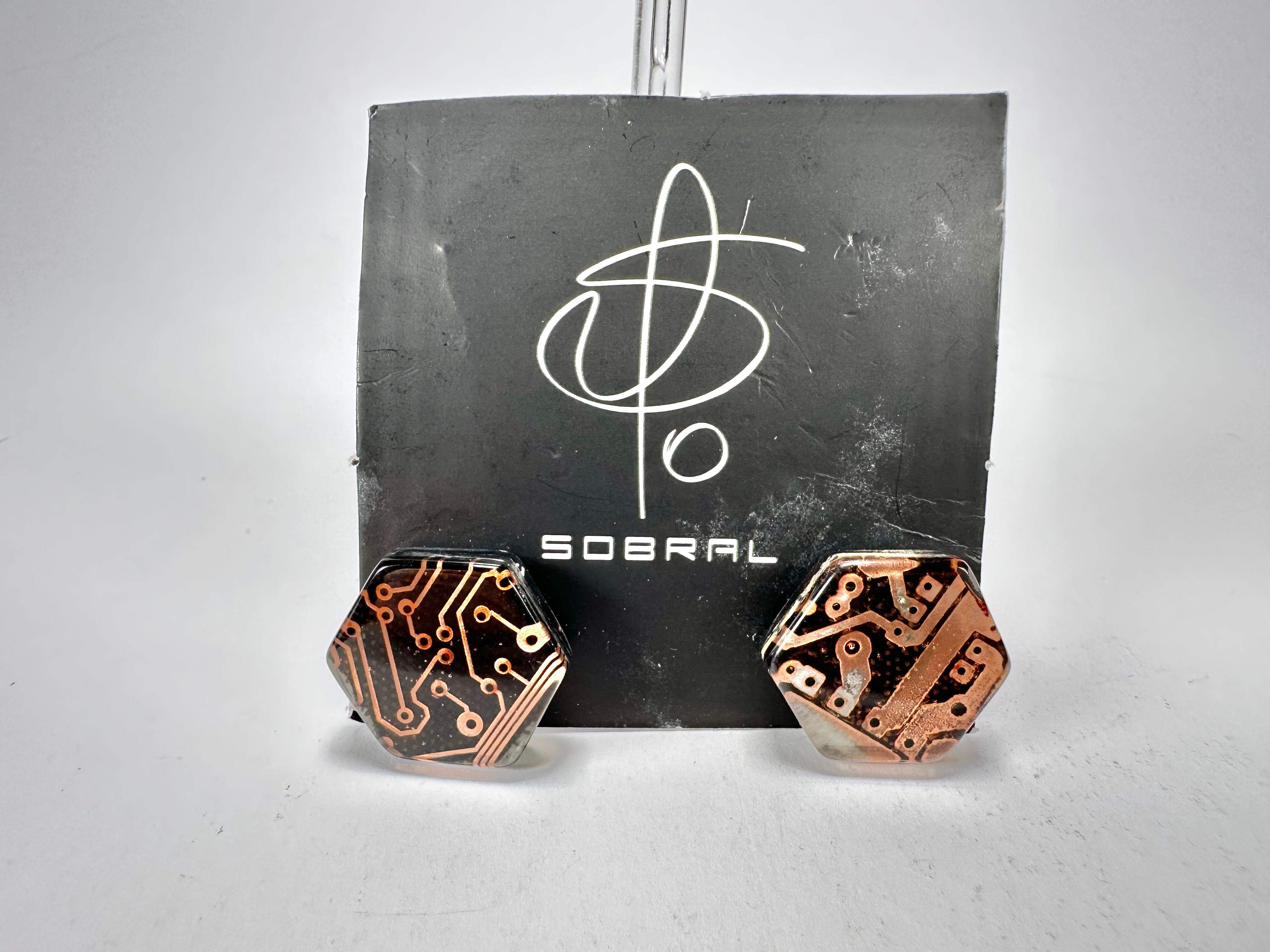 Jackie Brazil "Ming" Flash Digital Hexagon Resin Earrings ( E3214 )